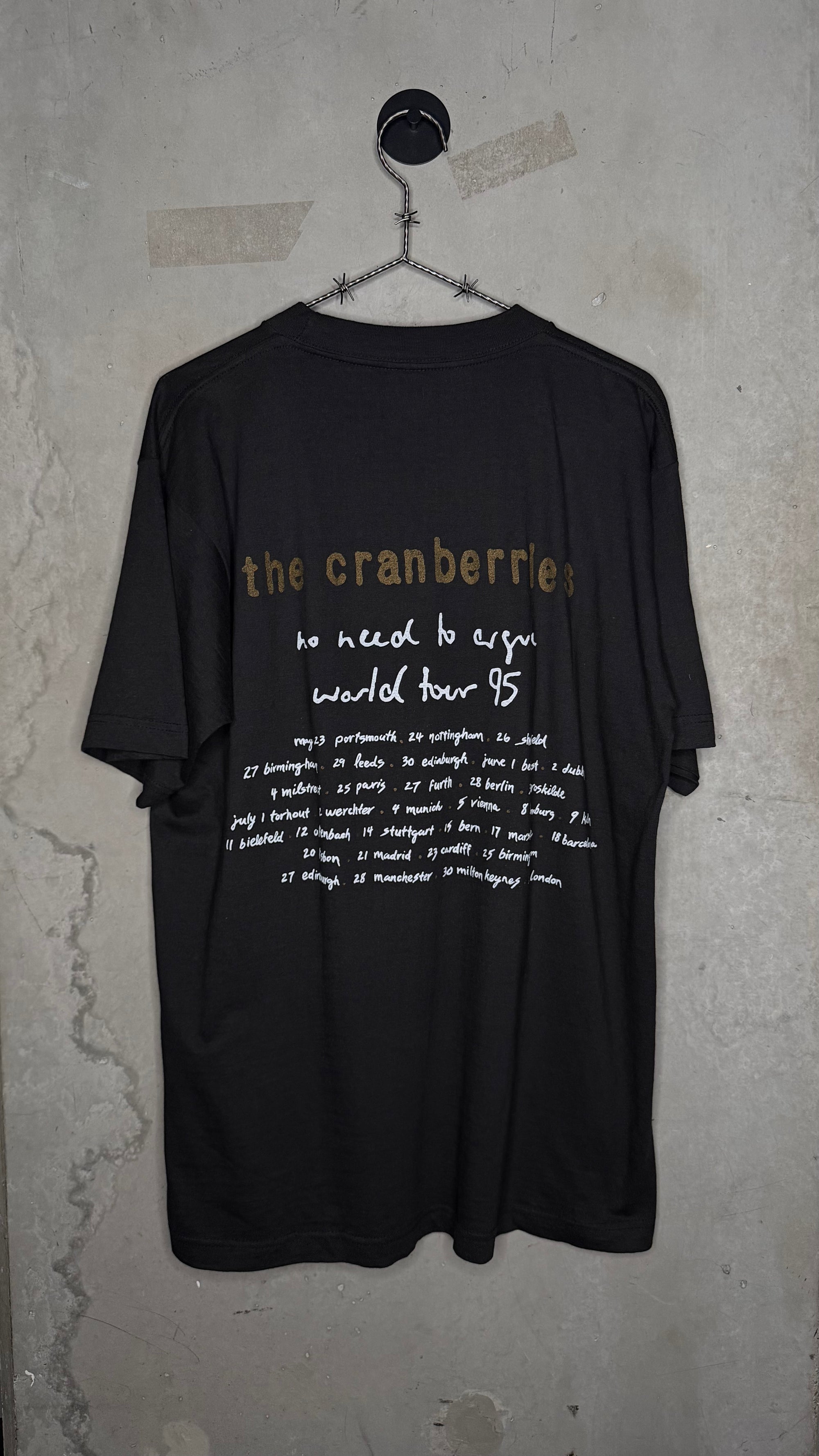 THE CRANBERRIES ZOMBIE TEE | NO NEED TO ARGUE WORLD TOUR 95’ | EURO BLACK VARIANT
