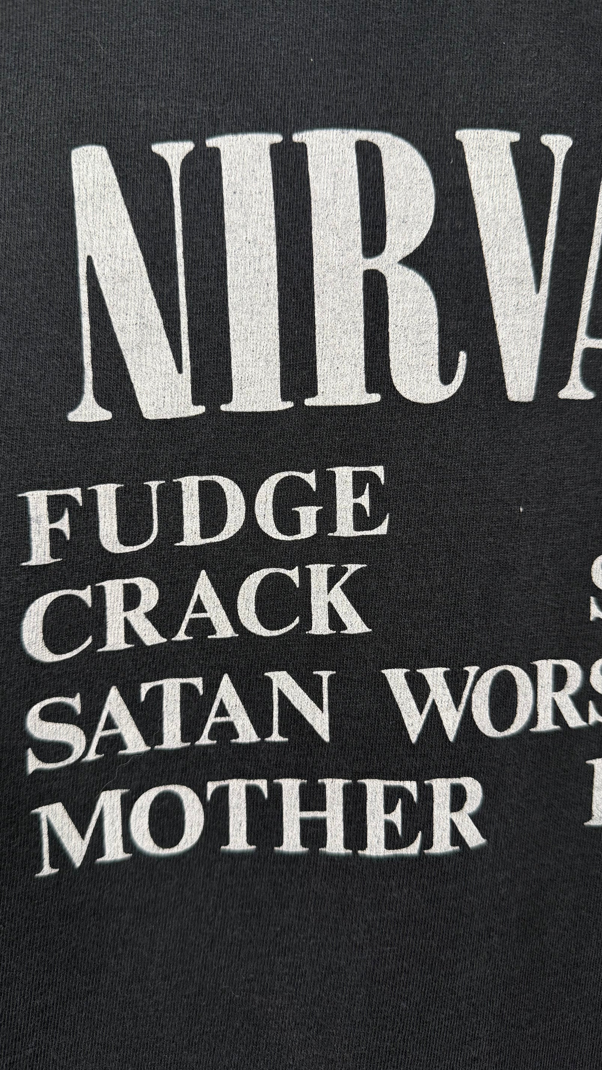 92’ NIRVANA VESTIBULE TEE | FUDGE PACKIN CRACK SMOKIN SATAN WORSHIPPIN MOTHER FUCKER