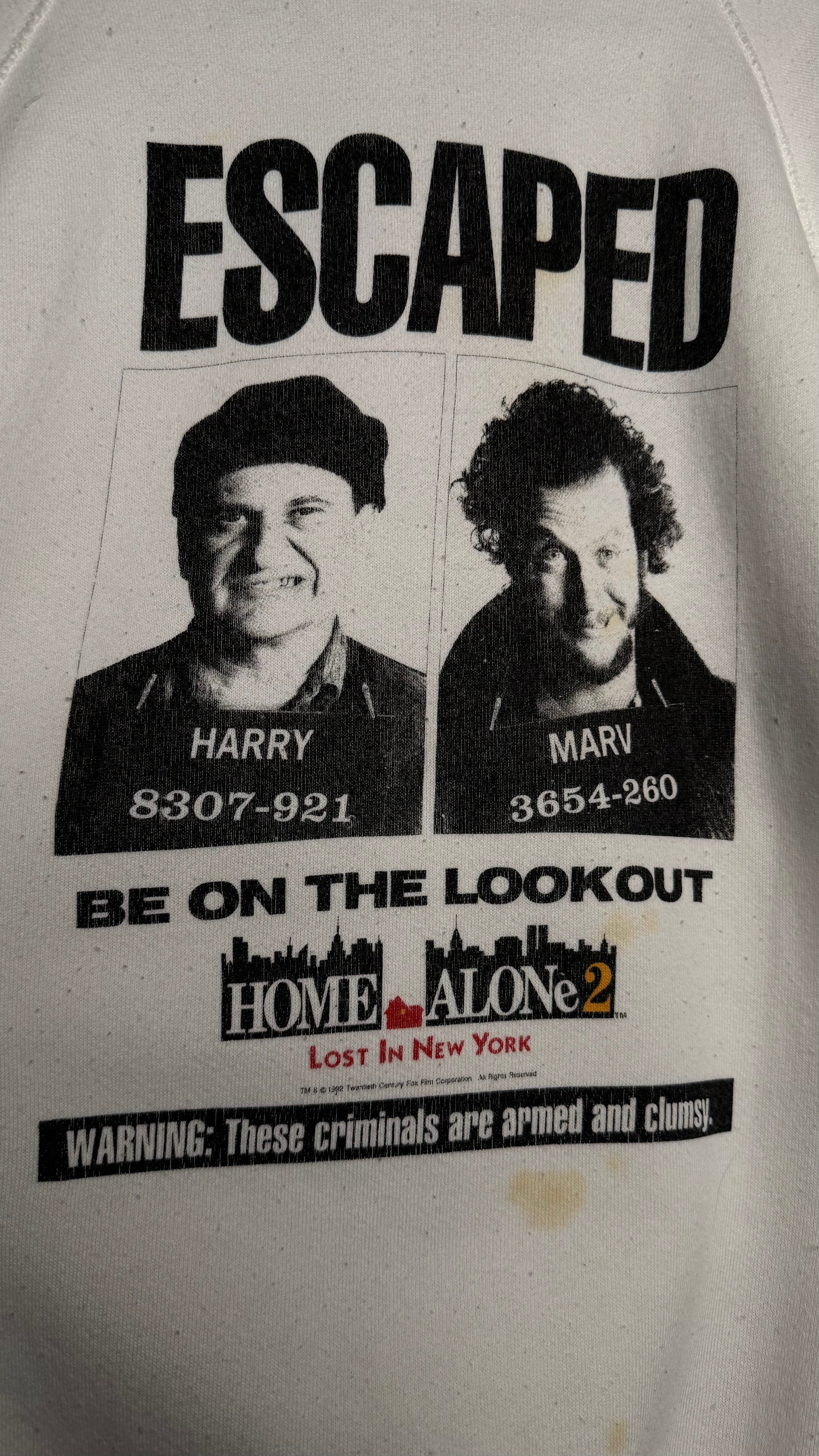 HOME ALONE 2: LOST IN NEW YORK PROMO CREWNECK | WET BANDITS MUG SHOTS | BE ON THE LOOKOUT