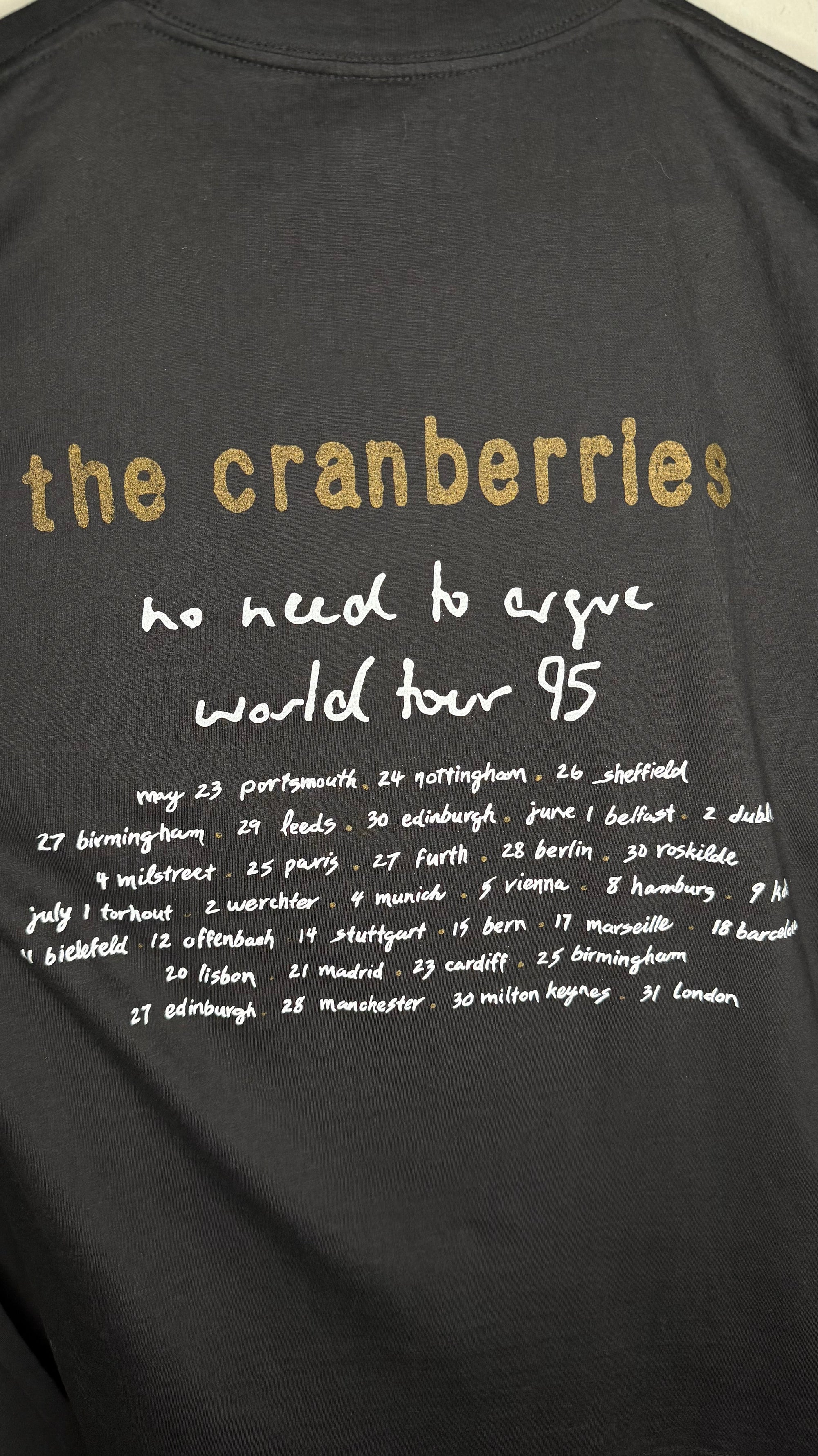 THE CRANBERRIES ZOMBIE TEE | NO NEED TO ARGUE WORLD TOUR 95’ | EURO BLACK VARIANT