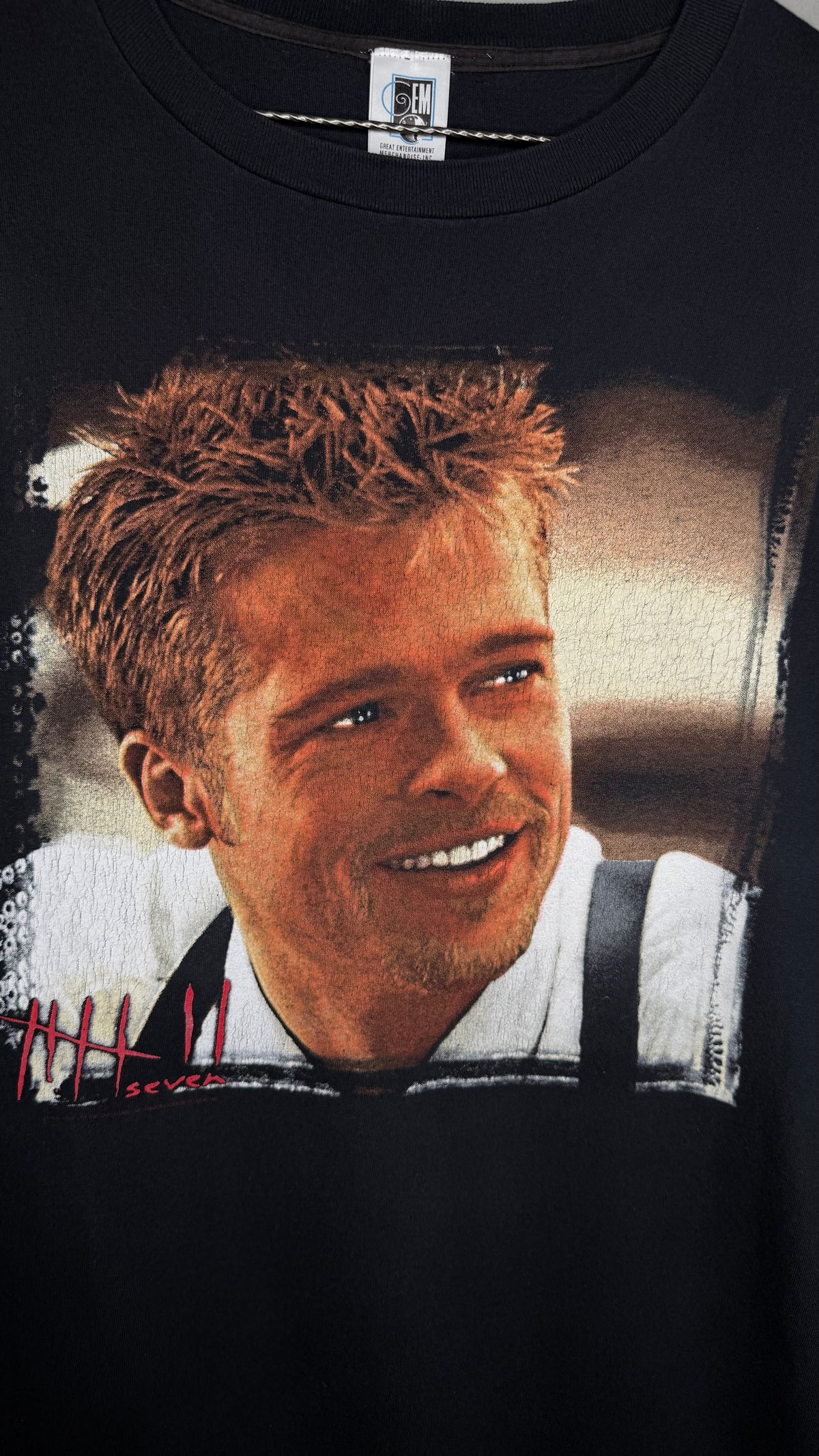 SEVEN MOVIE PROMO TEE | RARE BIG PRINT ‘SMILING BRAD’ VARIANT | BRAD PITT | DAVID FINCHER |