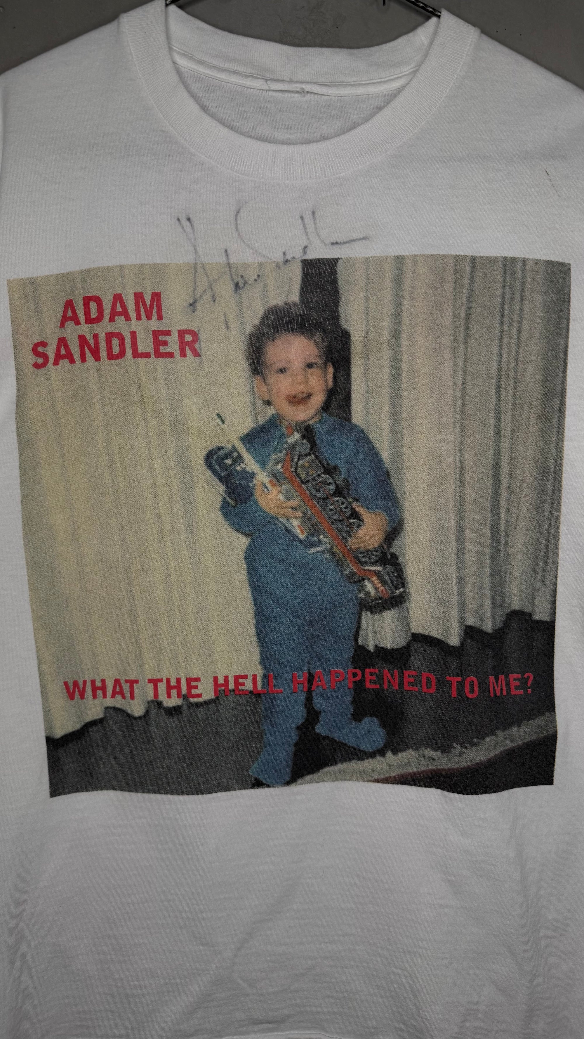 SIGNED ADAM SANDLER SUMMER TOUR 96’ STANDUP COMEDY TEE | CHILD SANDLER | WHAT THE HELL HAPPENED TO ME?