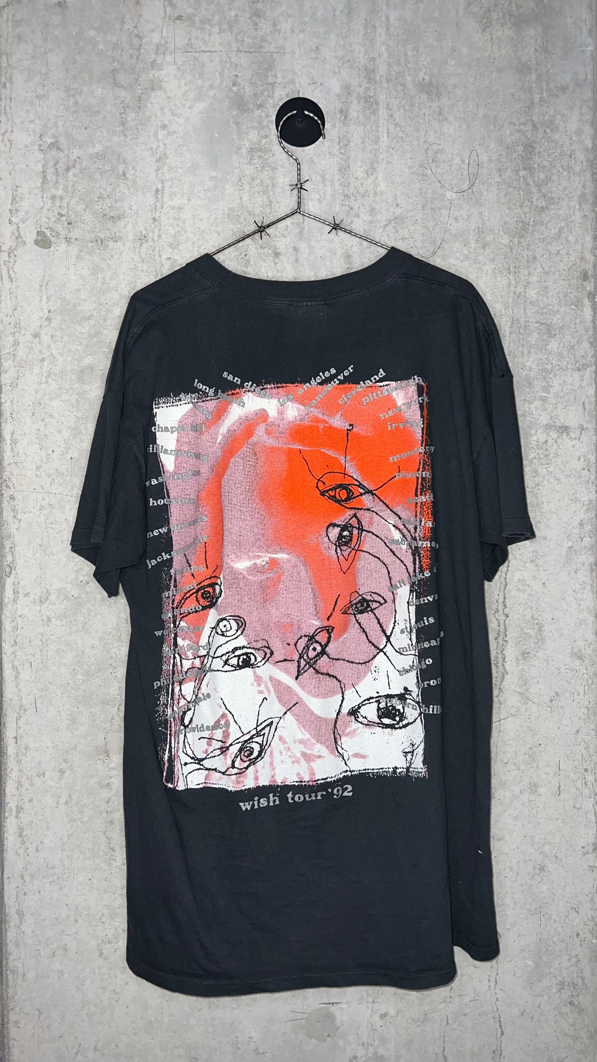 THE CURE RED BIG FACE ROBERT WISH TOUR TEE