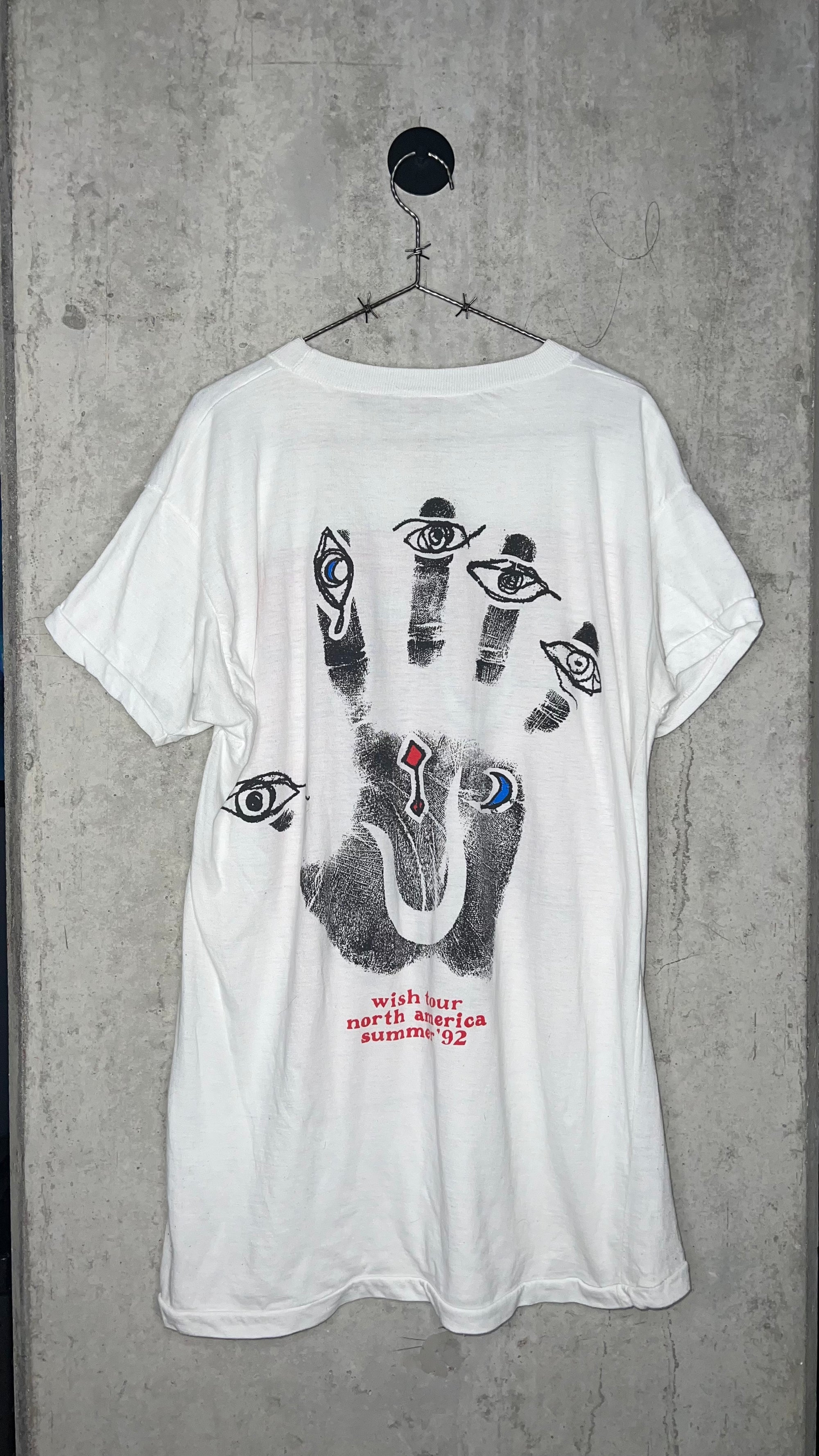 THE CURE WISH TOUR NORTH AMERICA SUMMER 92’ WHITE TEE | BIG EYE FRONT HIT | BIG HANDPRINT BACK HIT