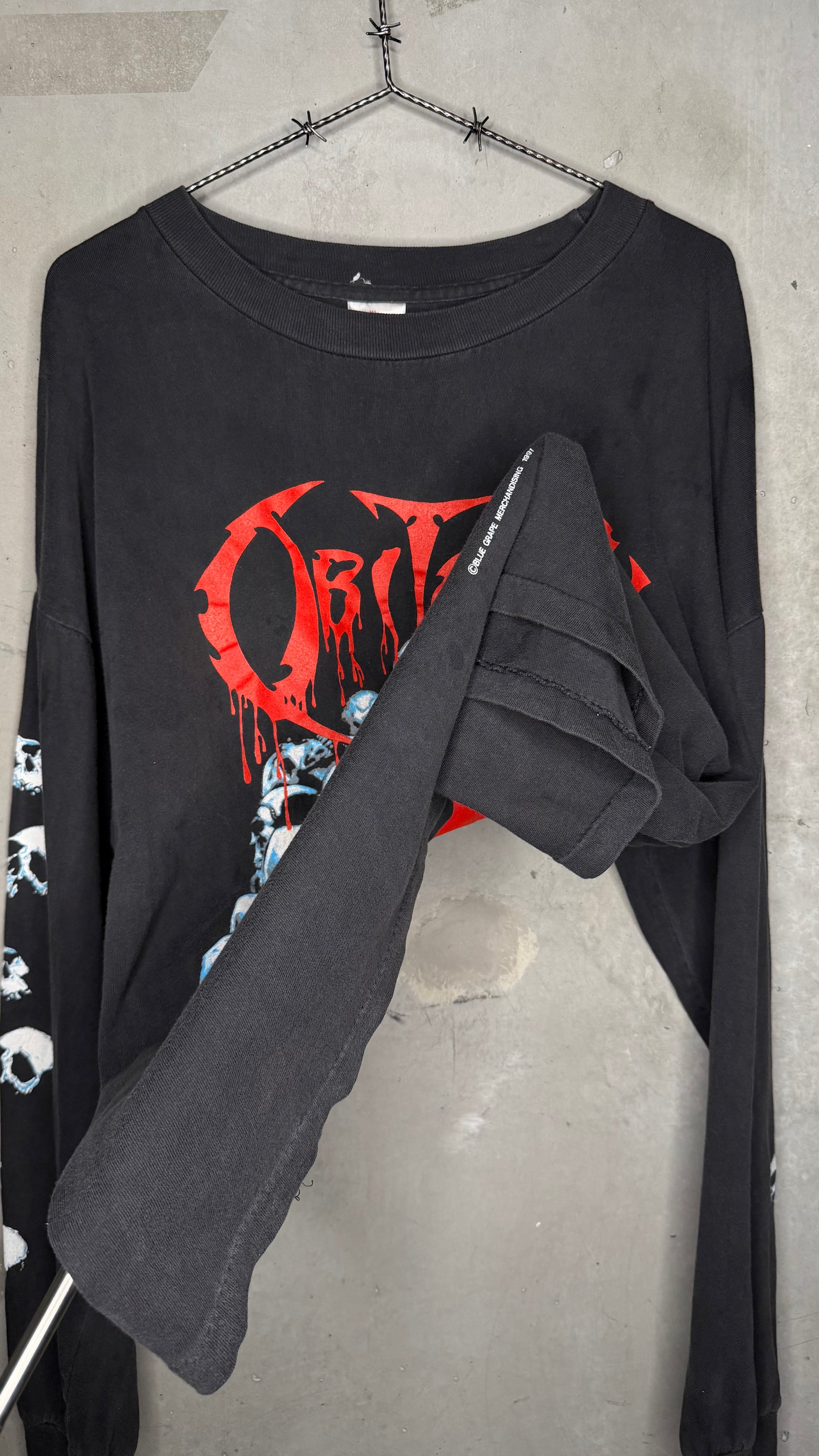 OBITUARY PILE OF SKULLS LONGSLEEVE TEE | RARE SPIDER BACK HIT VARIANT