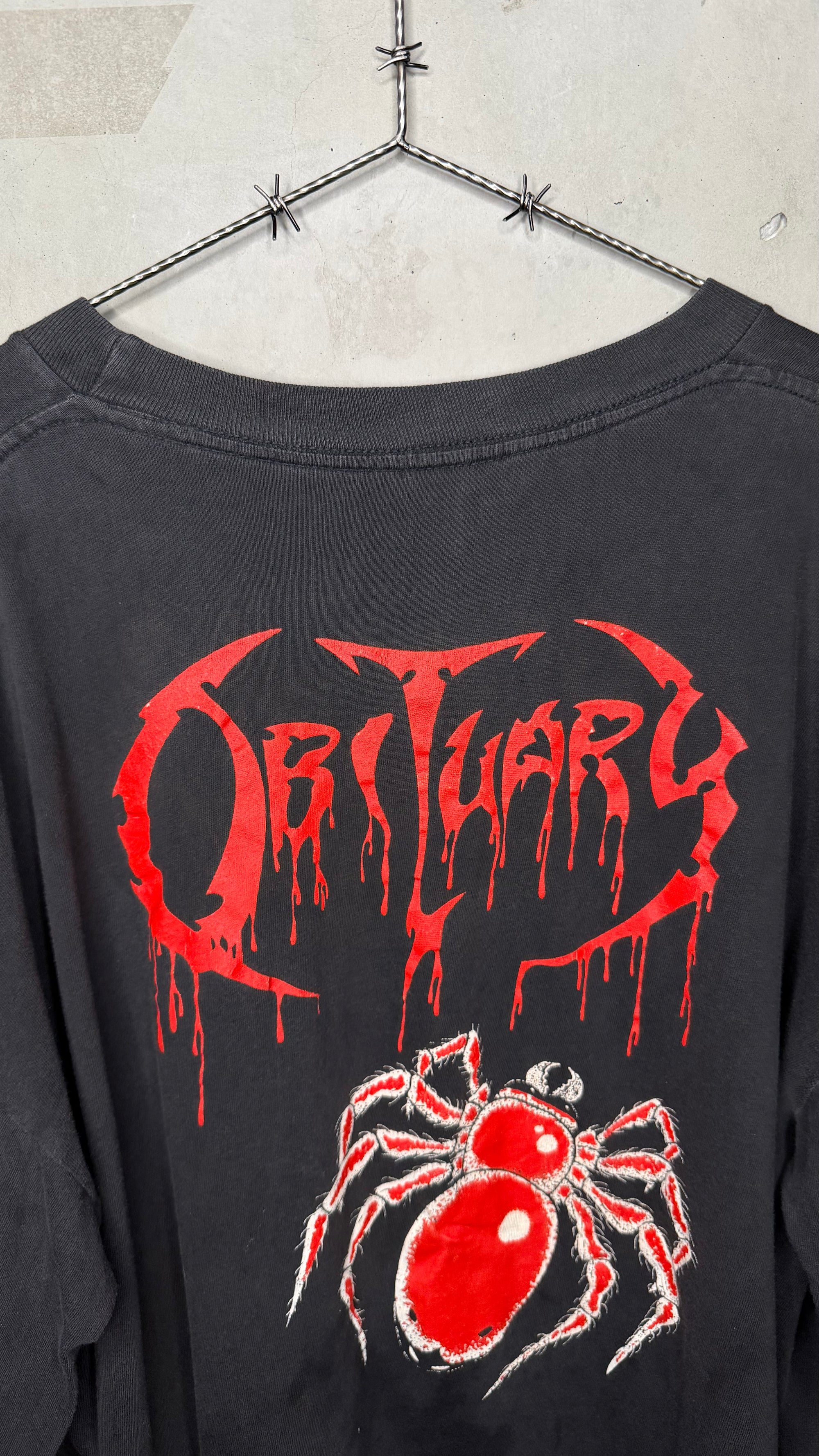 OBITUARY PILE OF SKULLS LONGSLEEVE TEE | RARE SPIDER BACK HIT VARIANT