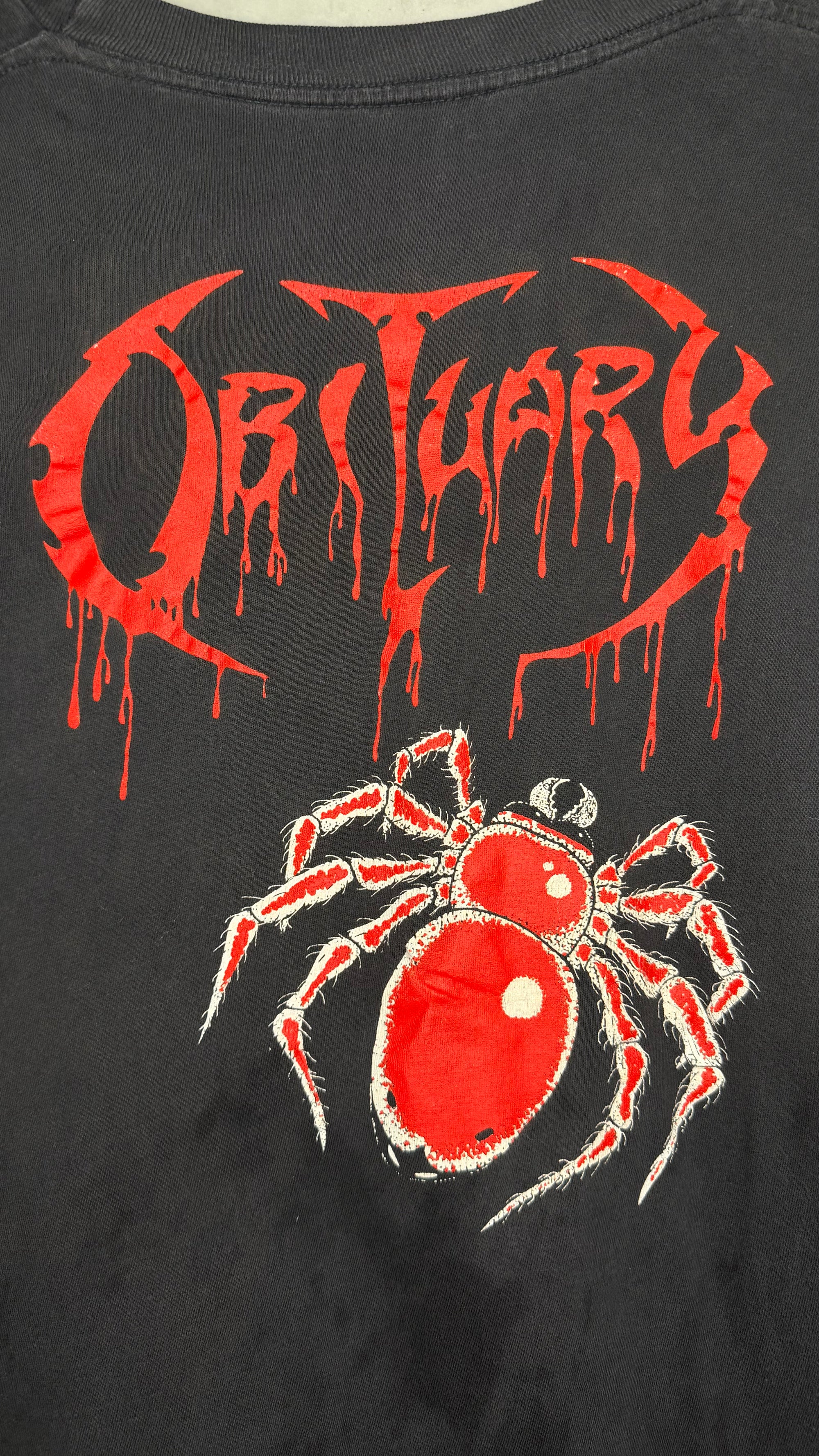 OBITUARY PILE OF SKULLS LONGSLEEVE TEE | RARE SPIDER BACK HIT VARIANT
