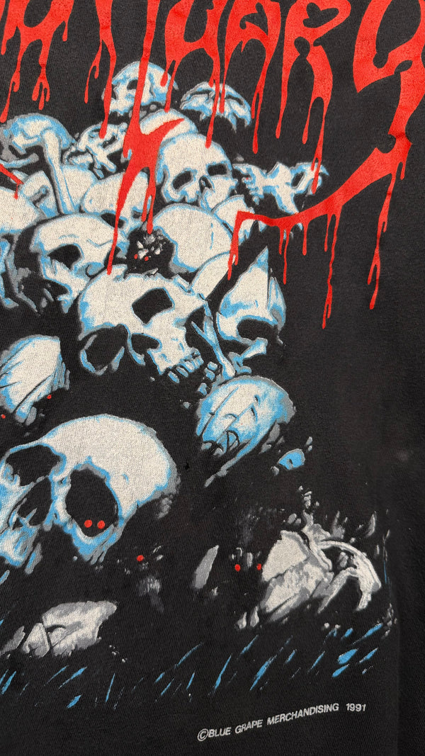 OBITUARY PILE OF SKULLS LONGSLEEVE TEE | RARE SPIDER BACK HIT VARIANT