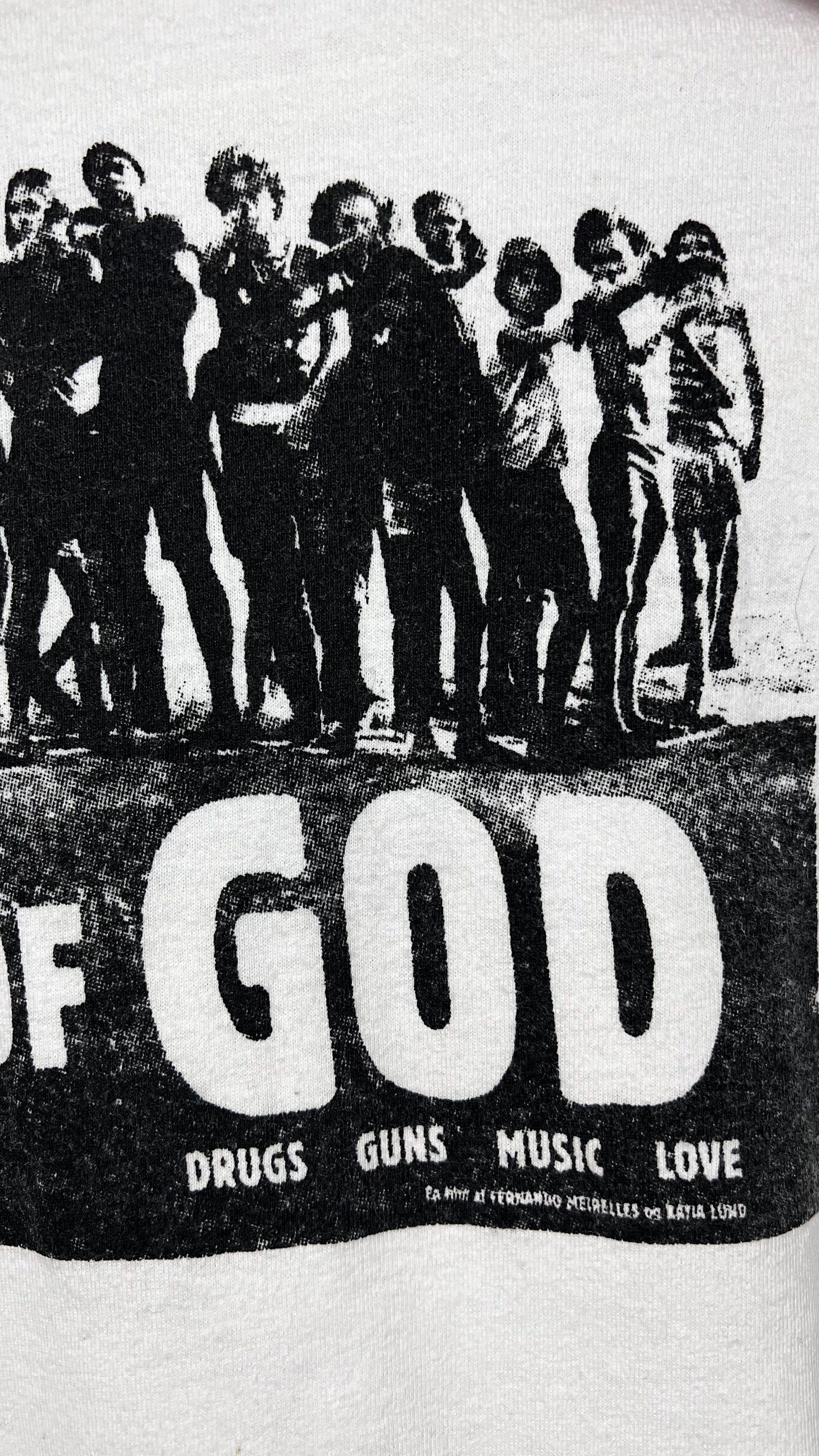 CITY OF GOD RELEASE PROMO TEE | DRUGS, GUNS, MUSIC, LOVE | FOREIGN FILM GRAIL