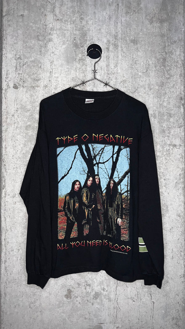 TYPE O NEGATIVE ALL YOU NEED IS BLOOD LONG SLEEVE TEE | VINNLAND FLAG BACK HIT