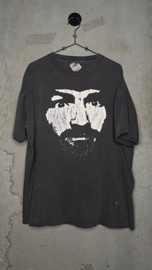 CHARLES MANSON BIG FACE SERIAL KILLER TEE | GLOW IN THE DARK