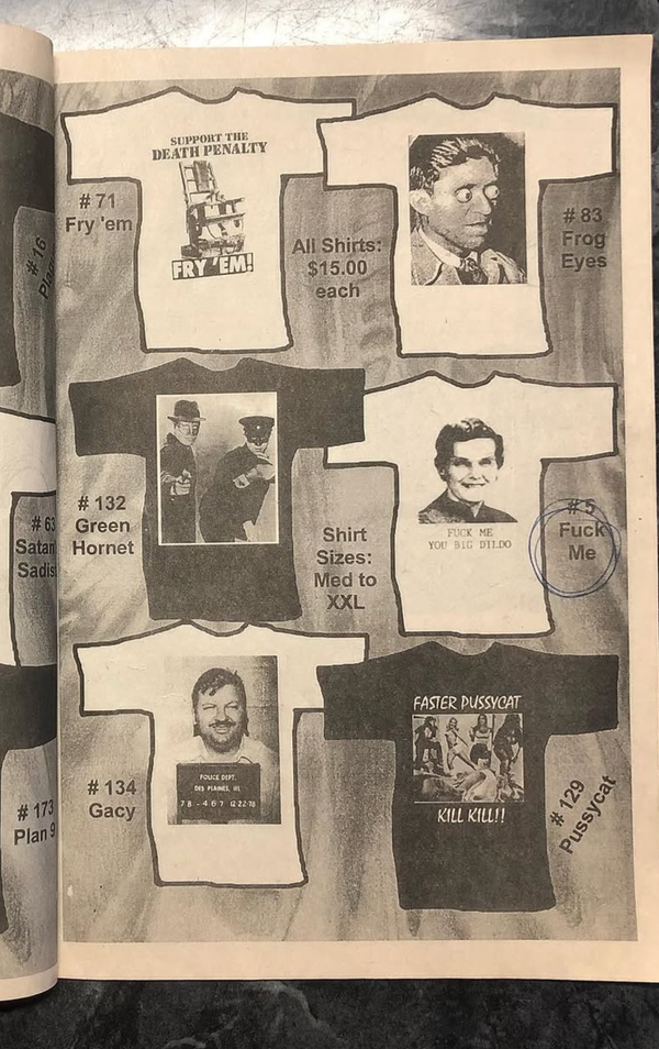 JOHN WAYNE GACY MUG SHOT MUTILATION GRAPHICS TEE