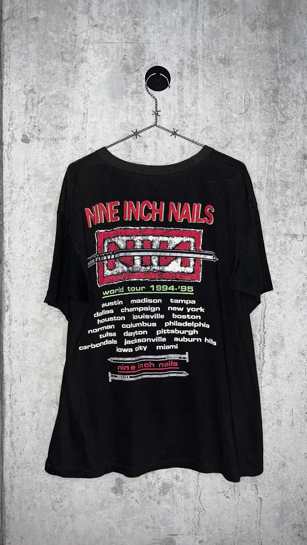 NINE INCH NAILS THE DOWNWARD SPIRAL WORLD TOUR 94’-95’ PARKING LOT TEE BOOTLEG