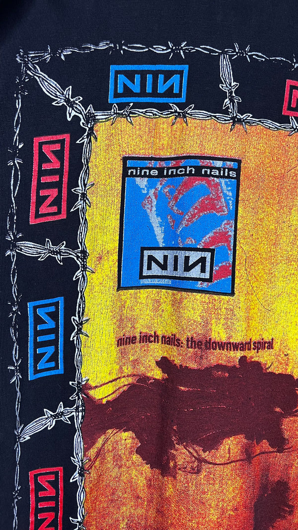 NINE INCH NAILS THE DOWNWARD SPIRAL WORLD TOUR 94’-95’ PARKING LOT TEE BOOTLEG