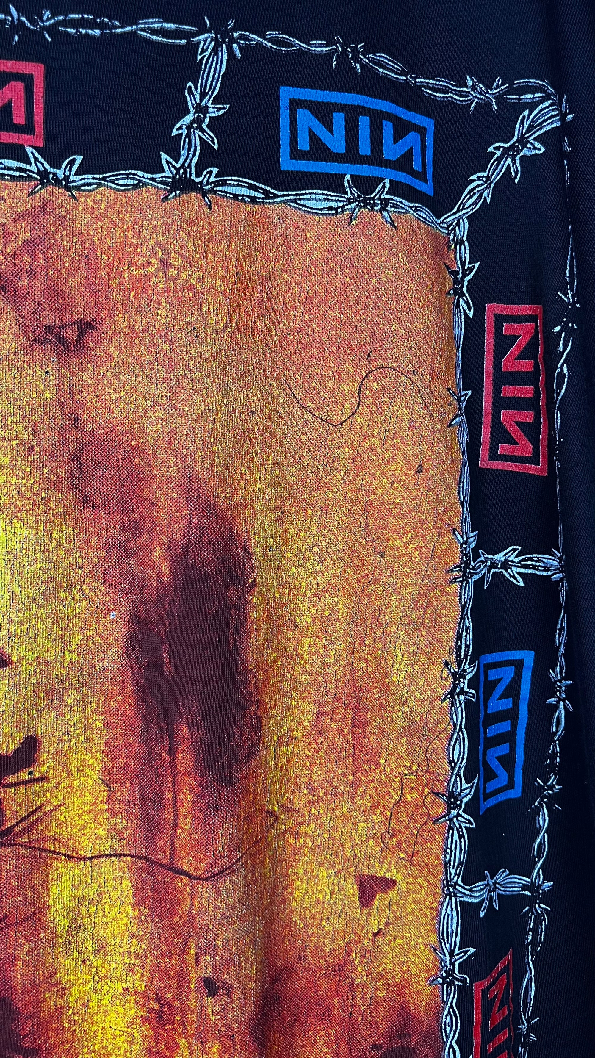 NINE INCH NAILS THE DOWNWARD SPIRAL WORLD TOUR 94’-95’ PARKING LOT TEE BOOTLEG