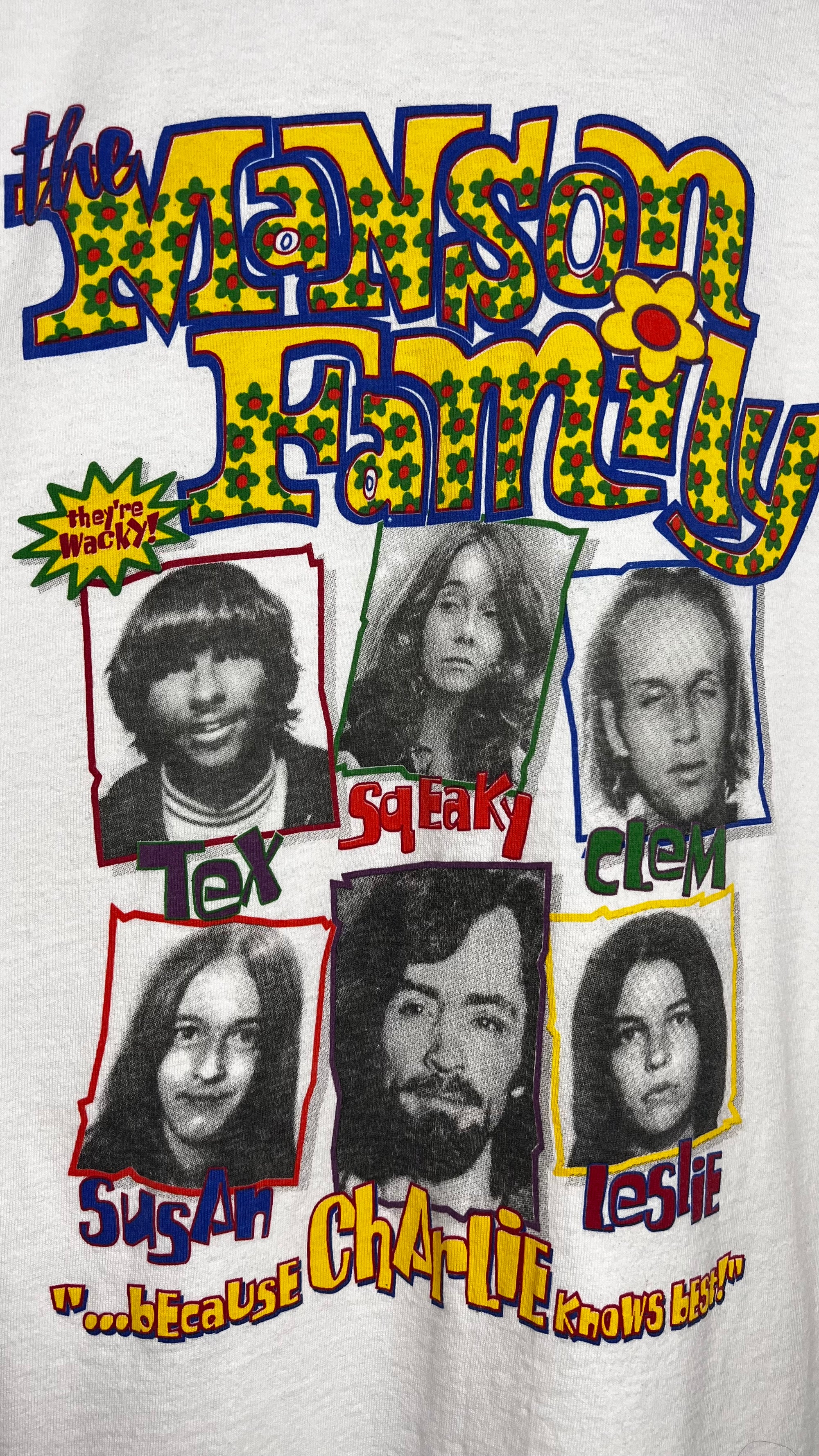 THE MANSON FAMILY CHARLES MANSON SERIAL KILLER TEE | “…BECAUSE CHARLIE KNOWS BEST!”