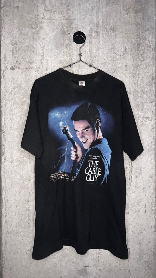 CABLE GUY TEE | THERE’S NO SUCH THING AS FREE CABLE | RARE SS FRONT HIT VARIANT | JIM CARREY