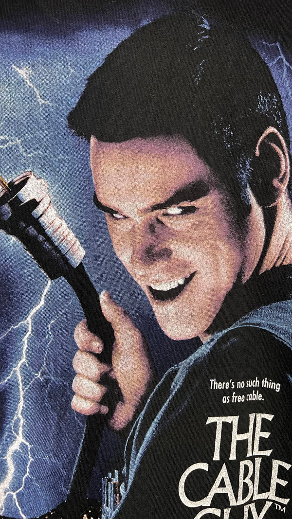 CABLE GUY TEE | THERE’S NO SUCH THING AS FREE CABLE | RARE SS FRONT HIT VARIANT | JIM CARREY
