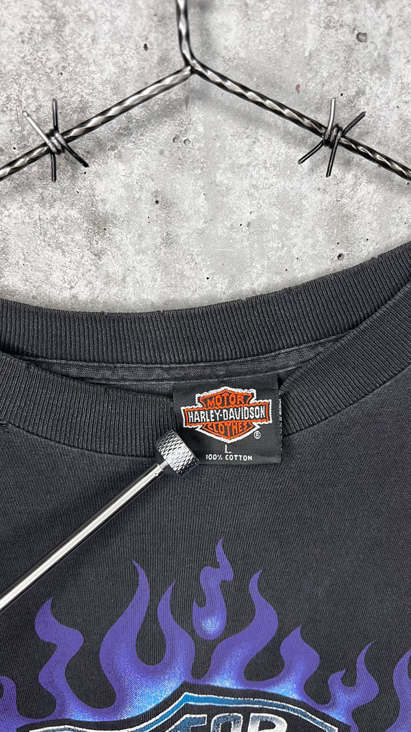 HARLEY DAVIDSON CHROME SWEET CHROME DISTRESSED & FADED FLAME LONG SLEEVE GRAIL | TEXAS BACK HIT