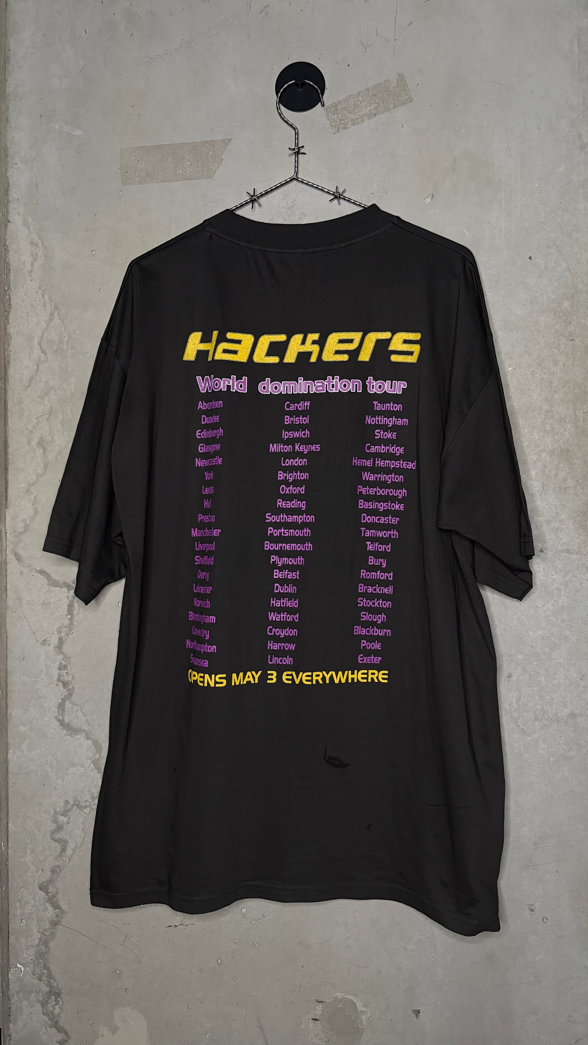 [DRY ROT] HACKERS WORLD DOMINATION TOUR 96’ TEE | ULTRA RARE UK MOVIE PROMO RELEASE VARIANT