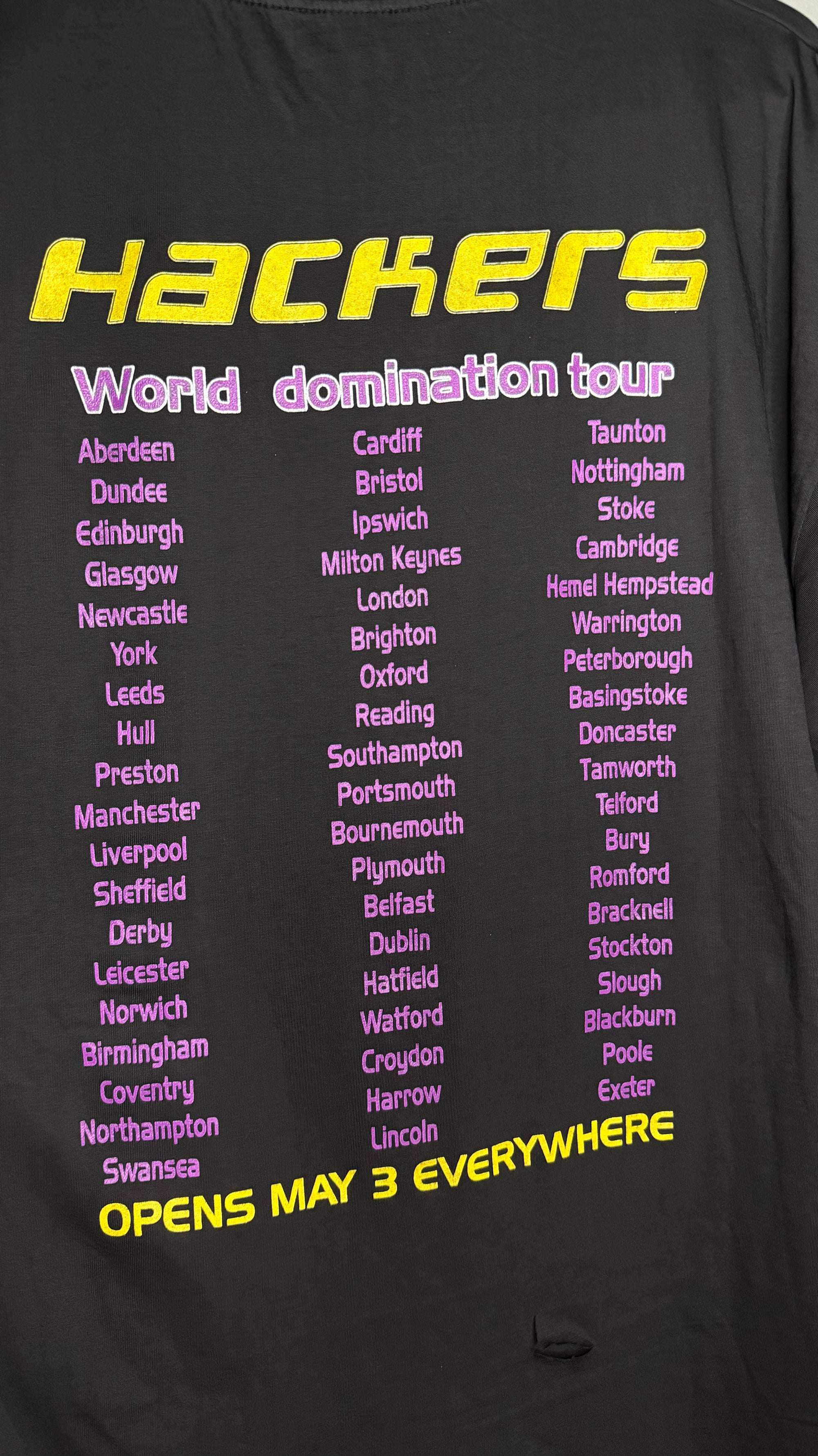 [DRY ROT] HACKERS WORLD DOMINATION TOUR 96’ TEE | ULTRA RARE UK MOVIE PROMO RELEASE VARIANT