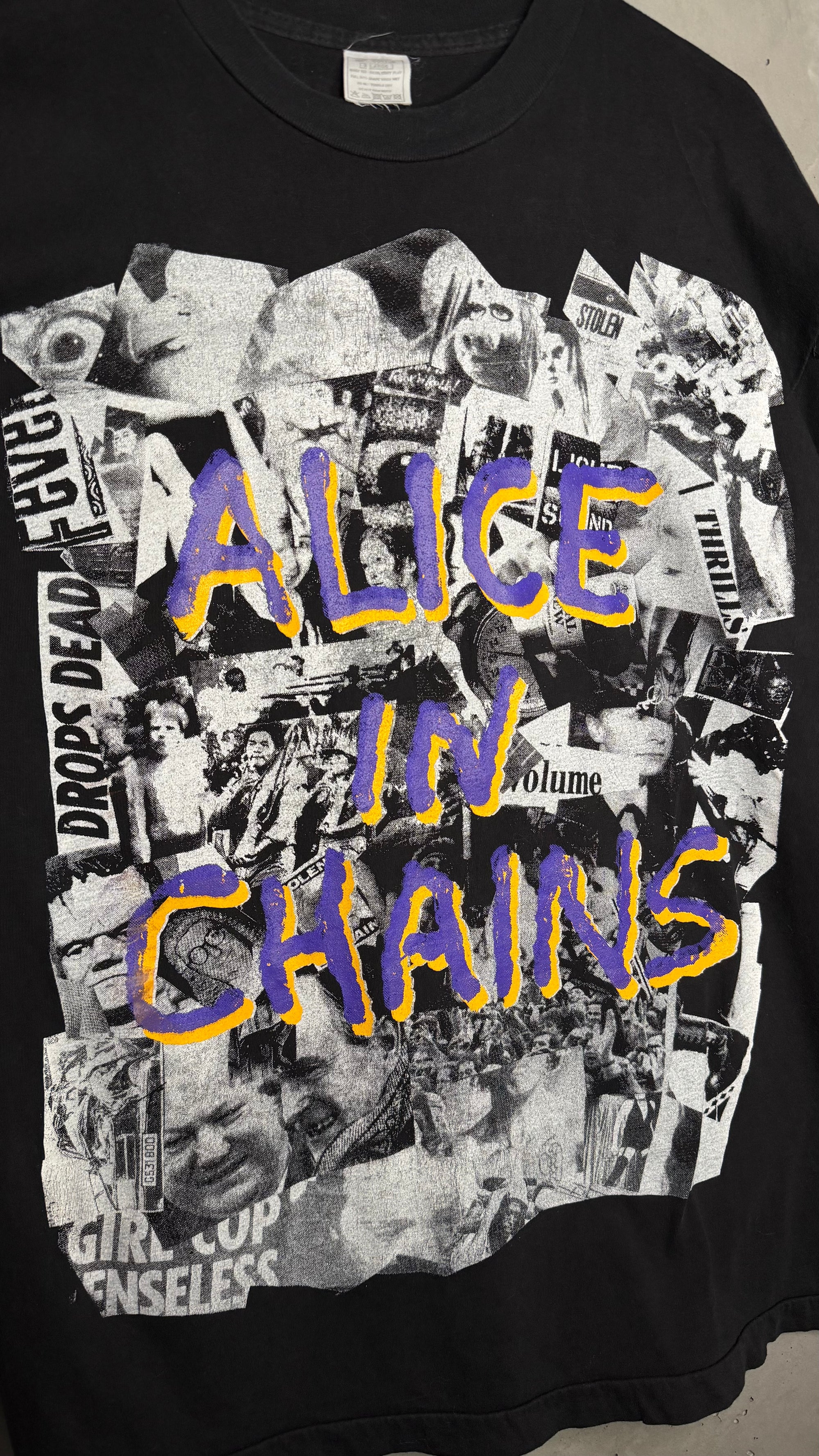 ALICE IN CHAINS NEWSPAPER COLLAGE TEE | EURO BOOT