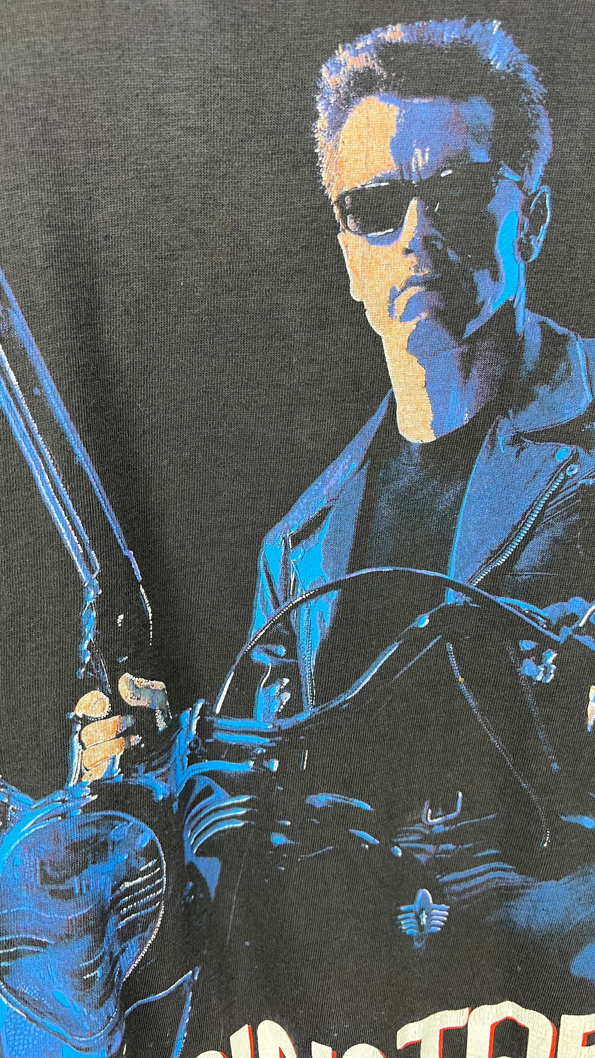 TERMINATOR 2 JUDGMENT DAY MOTORCYCLE TEE | RARE “ON VIDEO” FRONT HIT