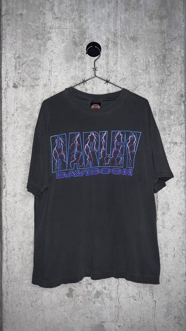 HARLEY DAVIDSON BLUE & PURPLE LIGHTNING TEE | TUCSON AZ BACK HIT