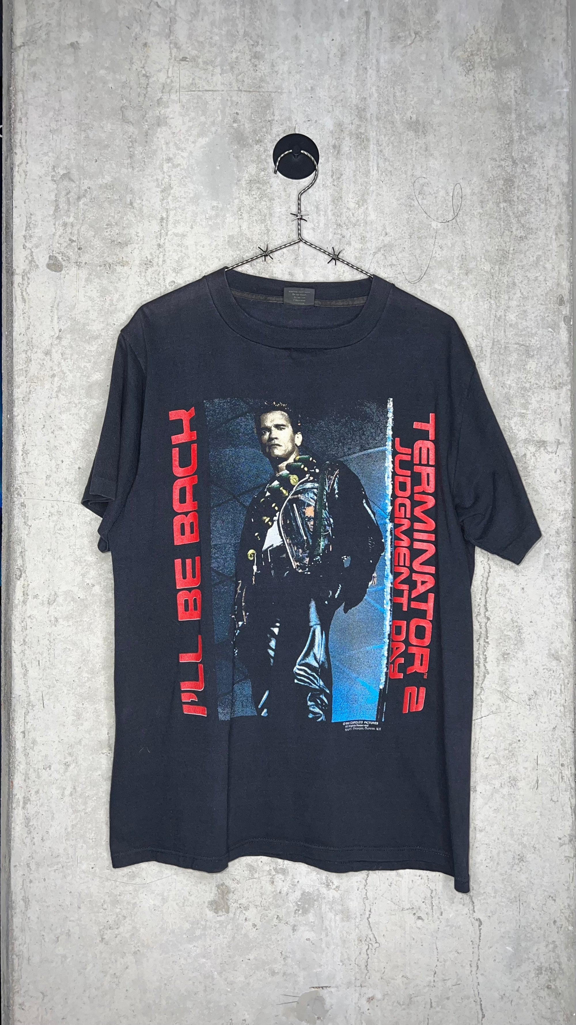 TERMINATOR 2 JUDGMENT DAY MOVIE PROMO TEE | I’LL BE BACK FRONT HIT | ARNOLD SCHWARZENEGGER