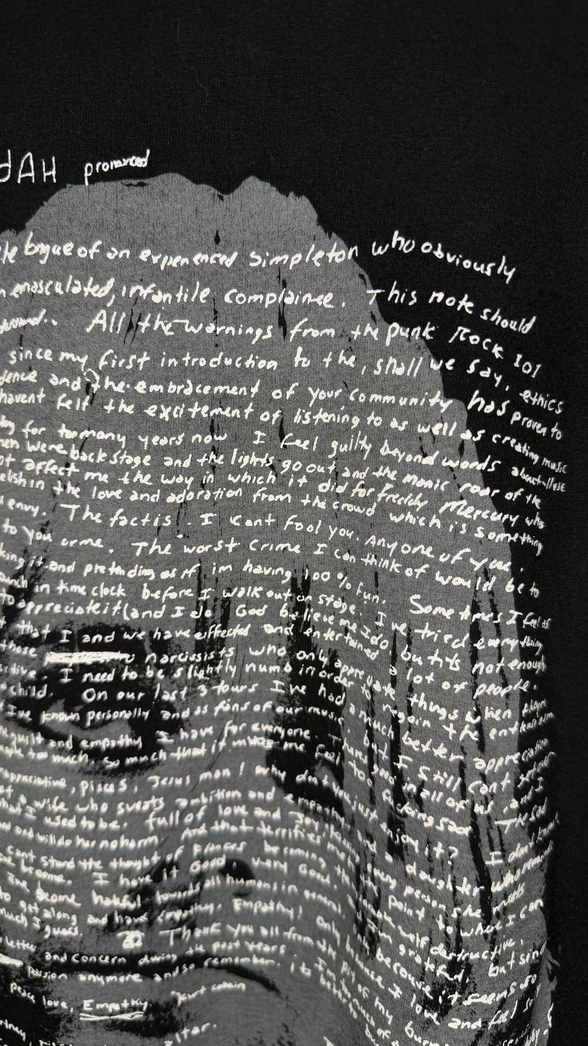 NIRVANA KURT COBAIN SUICIDE NOTE LONG SLEEVE TEE