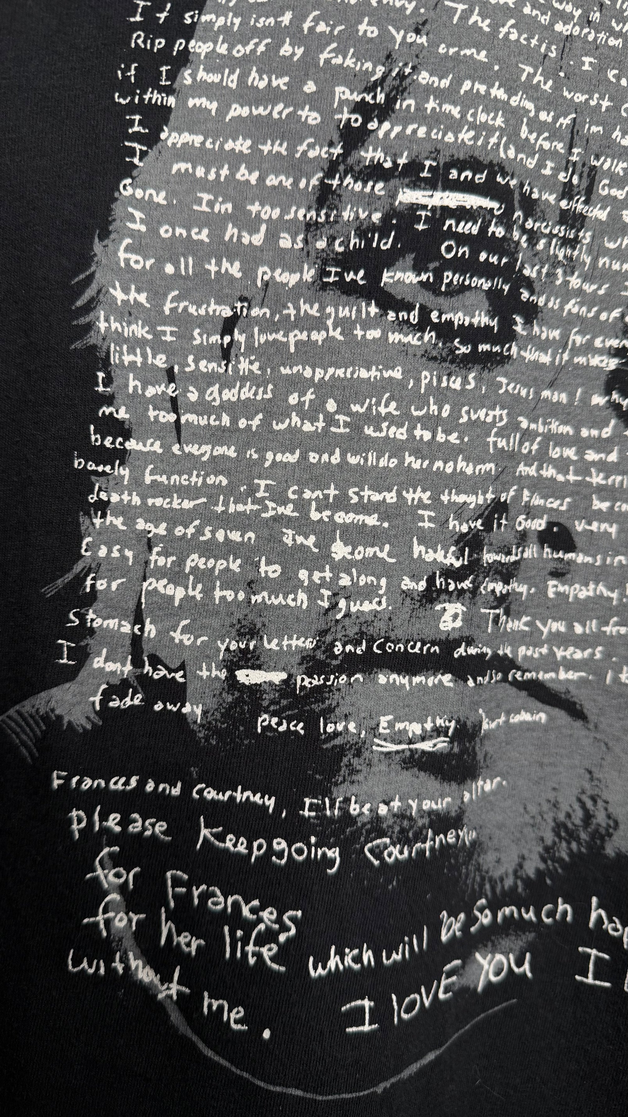 NIRVANA KURT COBAIN SUICIDE NOTE LONG SLEEVE TEE