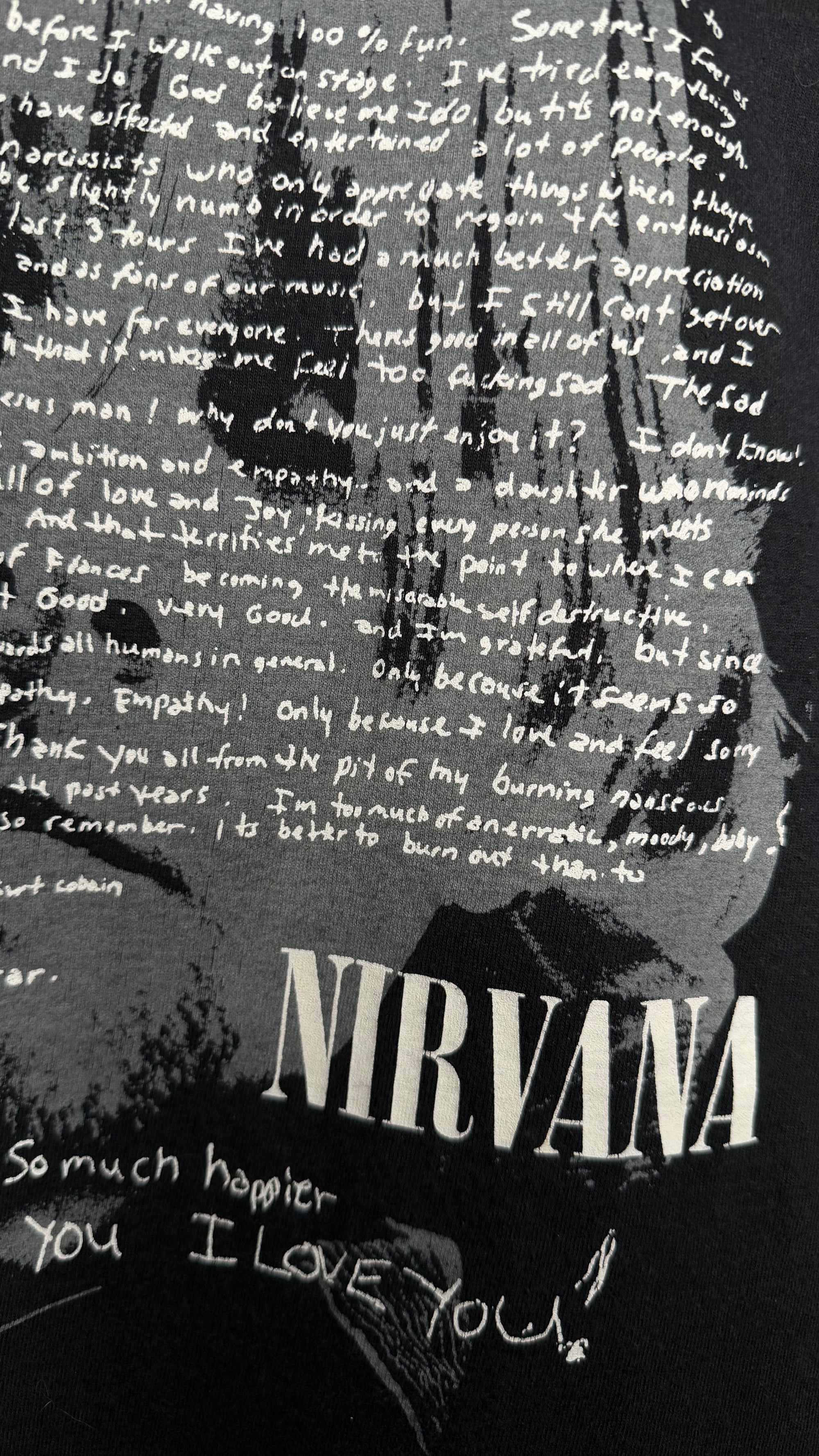 NIRVANA KURT COBAIN SUICIDE NOTE LONG SLEEVE TEE