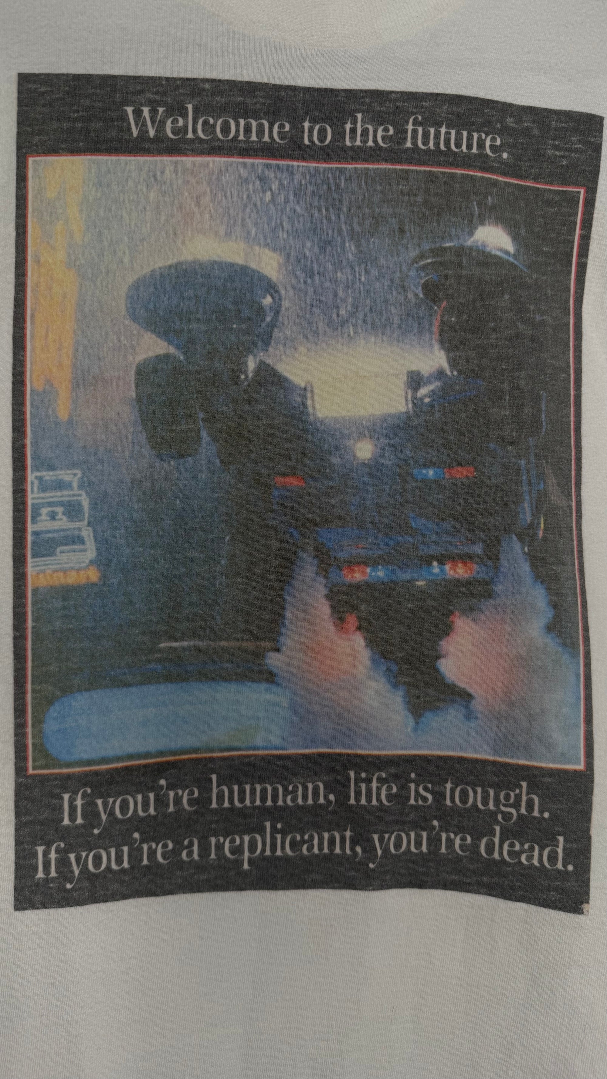 BLADE RUNNER COMIC BOOK BOOTLEG TEE | ‘WELCOME TO THE FUTURE. IF YOU’RE HUMAN LIFE IS TOUGH. IF YOU’RE A REPLICANT, YOU’RE DEAD’