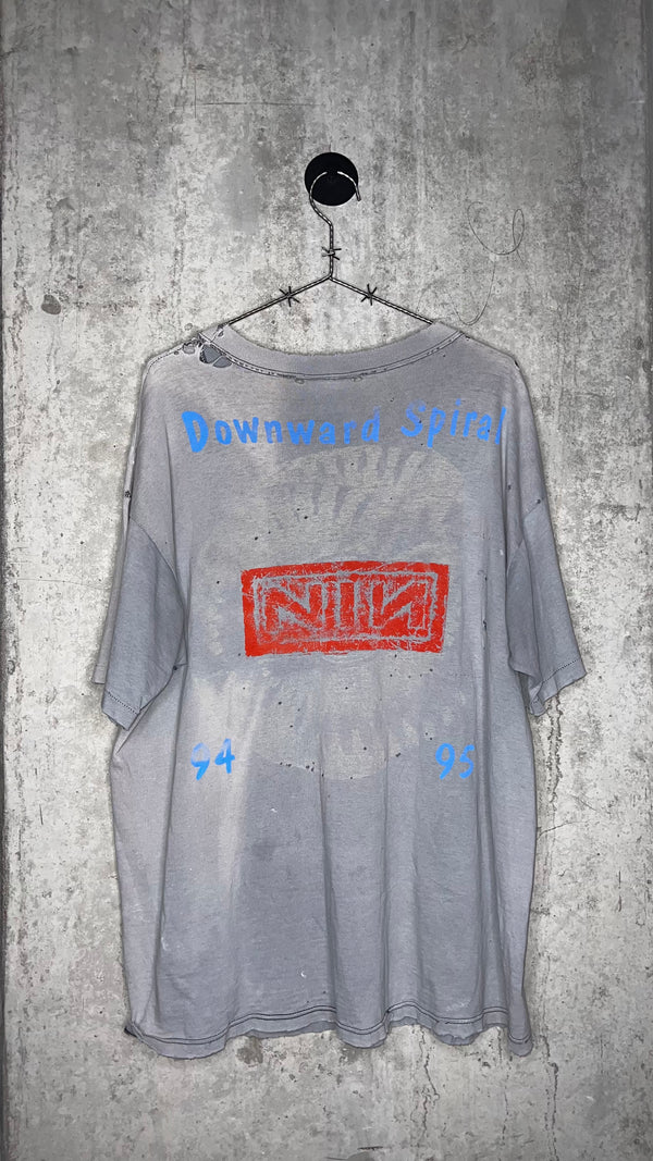 NINE INCH NAILS THE DOWNWARD SPIRAL WORLD TOUR 94’-95’ PARKING LOT TEE | RARE SPIRAL BACK HIT VARIANT | THRASHED FADER