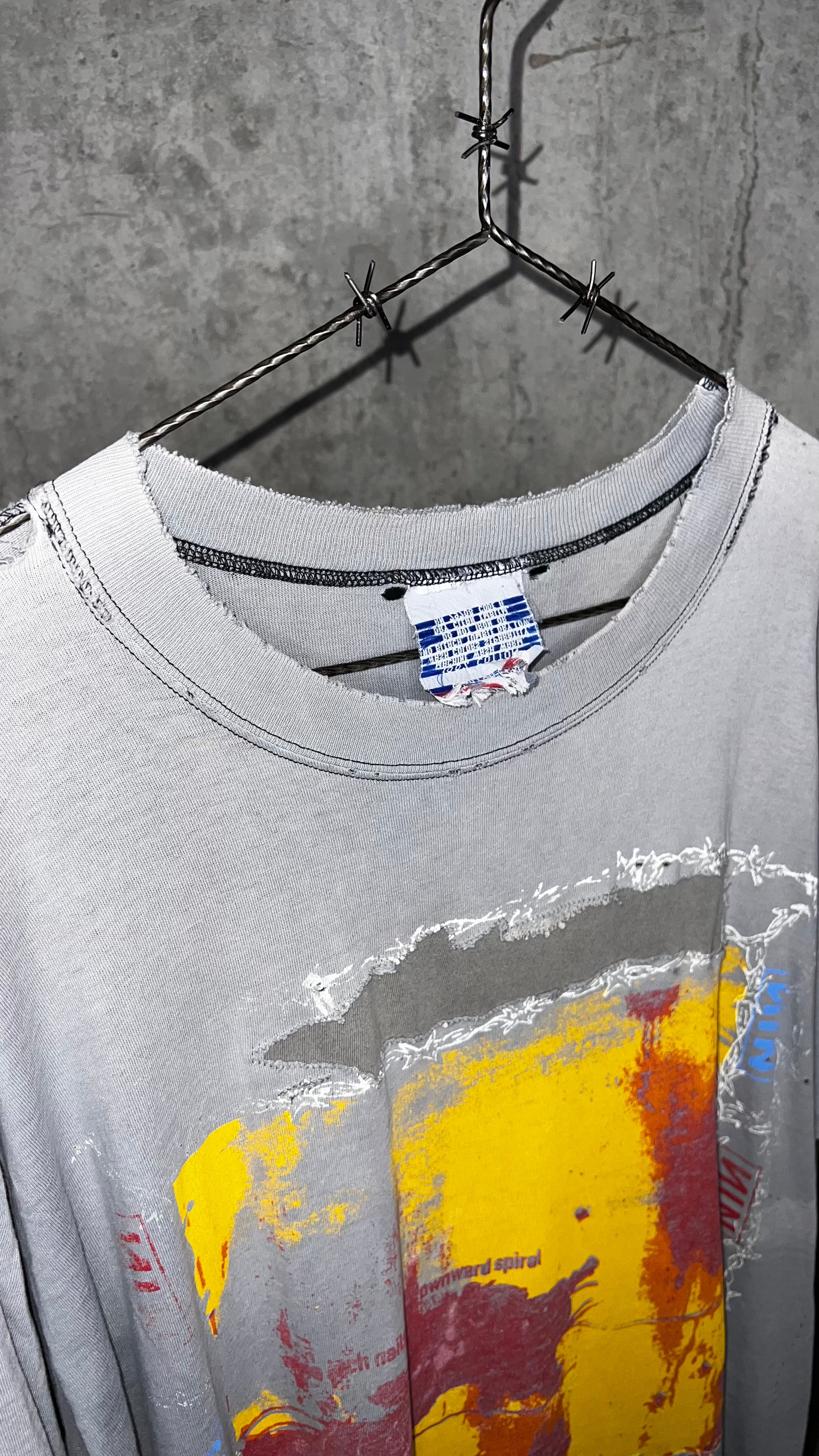 NINE INCH NAILS THE DOWNWARD SPIRAL WORLD TOUR 94’-95’ PARKING LOT TEE | RARE SPIRAL BACK HIT VARIANT | THRASHED FADER