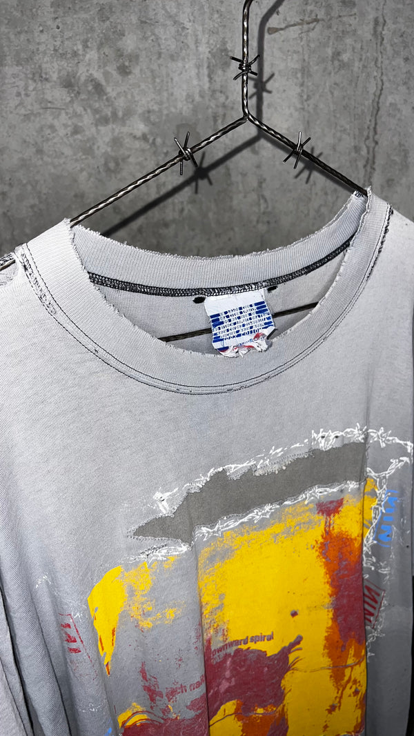 NINE INCH NAILS THE DOWNWARD SPIRAL WORLD TOUR 94’-95’ PARKING LOT TEE | RARE SPIRAL BACK HIT VARIANT | THRASHED FADER