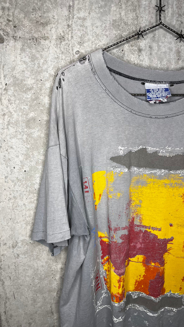 NINE INCH NAILS THE DOWNWARD SPIRAL WORLD TOUR 94’-95’ PARKING LOT TEE | RARE SPIRAL BACK HIT VARIANT | THRASHED FADER