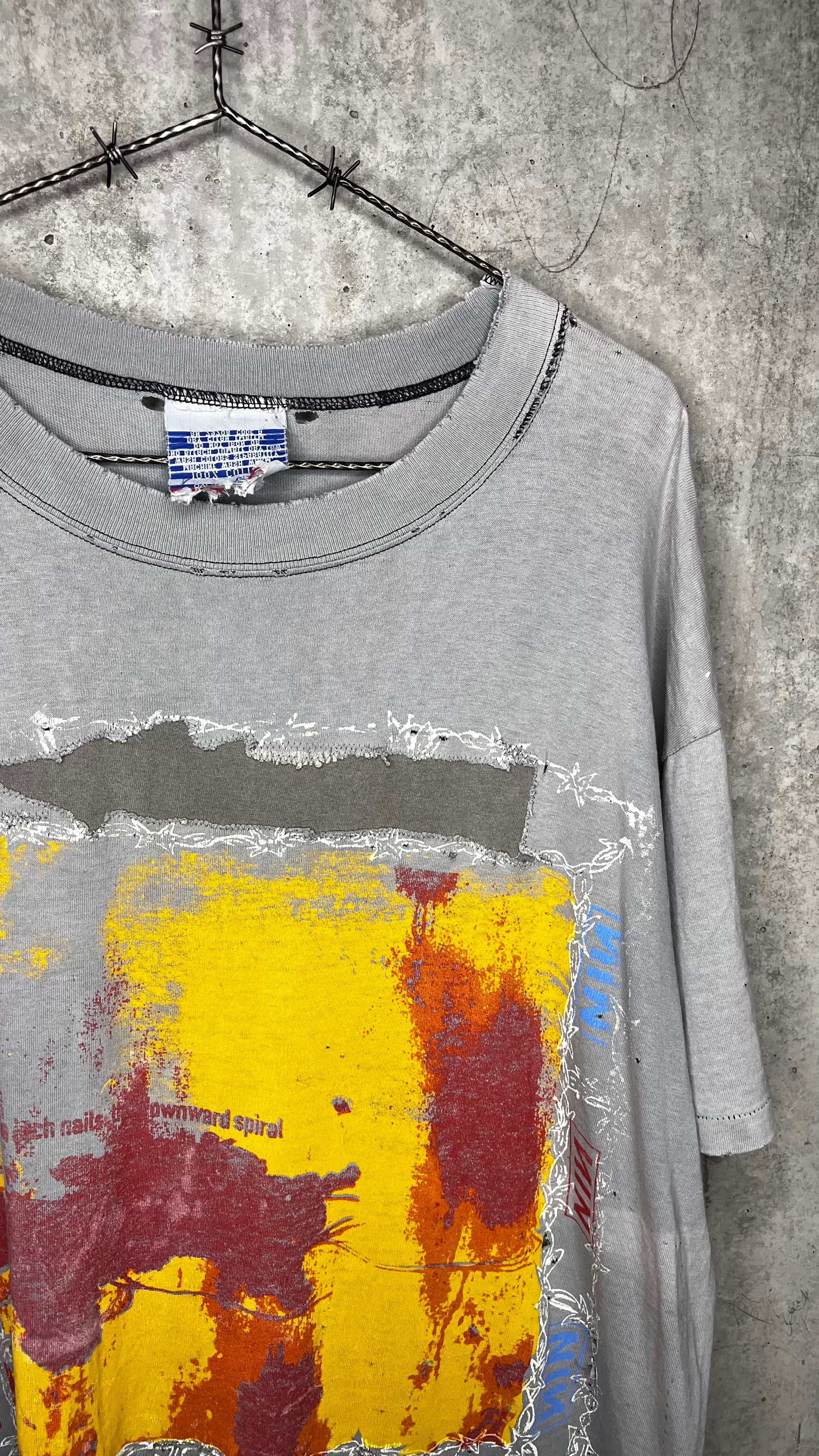 NINE INCH NAILS THE DOWNWARD SPIRAL WORLD TOUR 94’-95’ PARKING LOT TEE | RARE SPIRAL BACK HIT VARIANT | THRASHED FADER