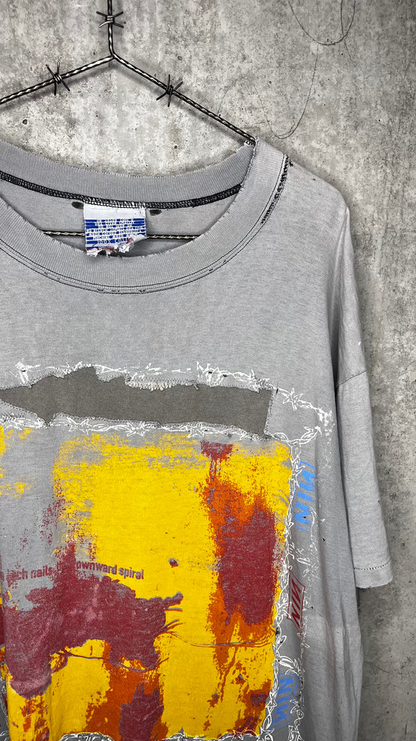 NINE INCH NAILS THE DOWNWARD SPIRAL WORLD TOUR 94’-95’ PARKING LOT TEE | RARE SPIRAL BACK HIT VARIANT | THRASHED FADER