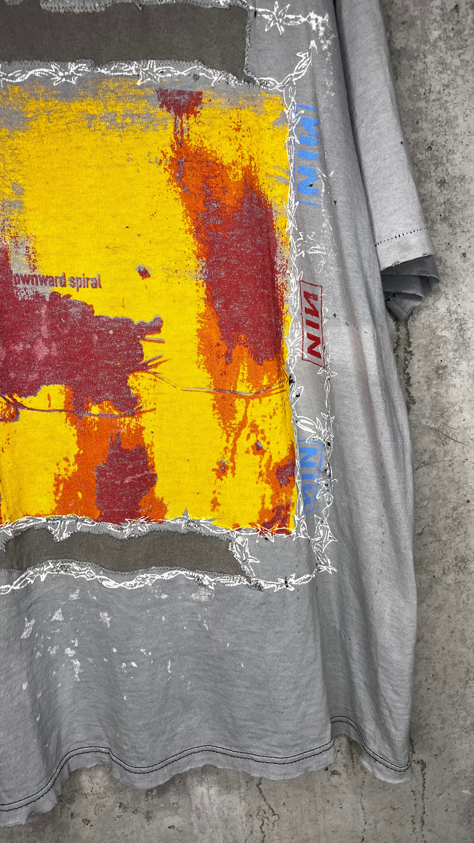 NINE INCH NAILS THE DOWNWARD SPIRAL WORLD TOUR 94’-95’ PARKING LOT TEE | RARE SPIRAL BACK HIT VARIANT | THRASHED FADER