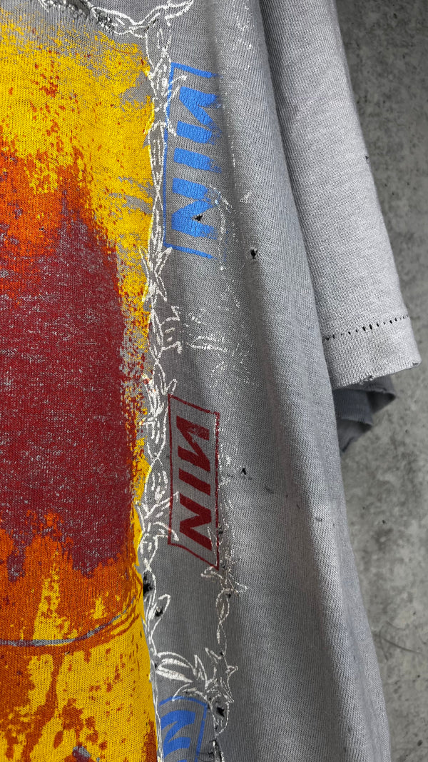 NINE INCH NAILS THE DOWNWARD SPIRAL WORLD TOUR 94’-95’ PARKING LOT TEE | RARE SPIRAL BACK HIT VARIANT | THRASHED FADER