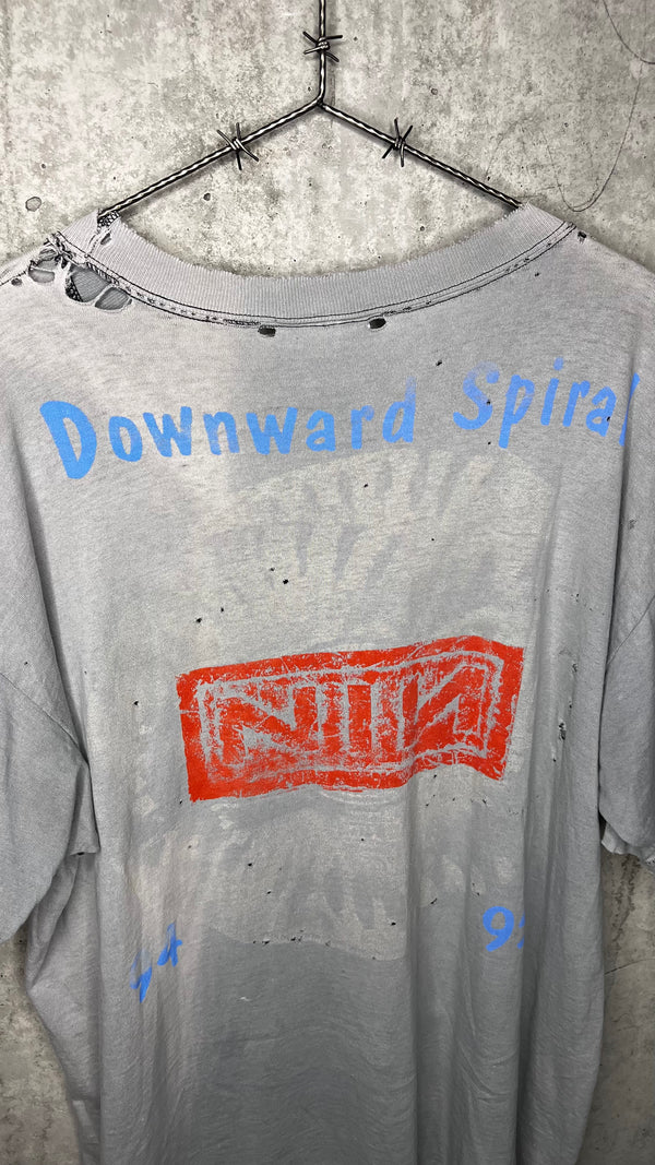 NINE INCH NAILS THE DOWNWARD SPIRAL WORLD TOUR 94’-95’ PARKING LOT TEE | RARE SPIRAL BACK HIT VARIANT | THRASHED FADER