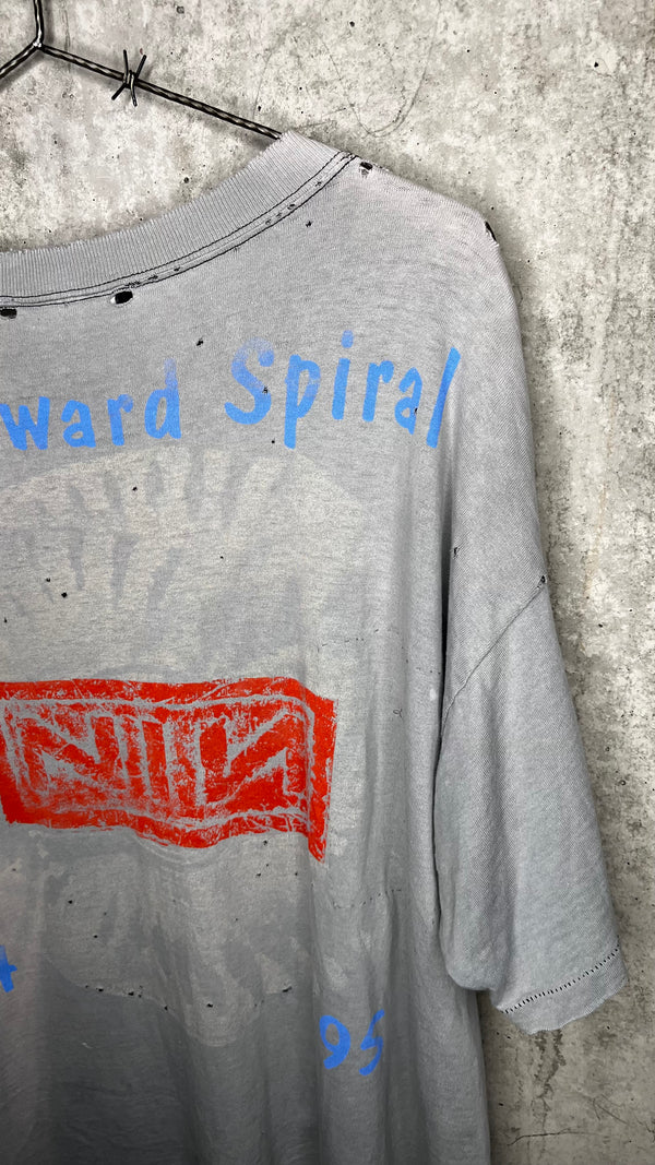 NINE INCH NAILS THE DOWNWARD SPIRAL WORLD TOUR 94’-95’ PARKING LOT TEE | RARE SPIRAL BACK HIT VARIANT | THRASHED FADER