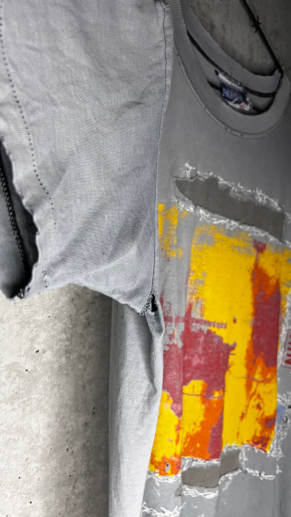 NINE INCH NAILS THE DOWNWARD SPIRAL WORLD TOUR 94’-95’ PARKING LOT TEE | RARE SPIRAL BACK HIT VARIANT | THRASHED FADER