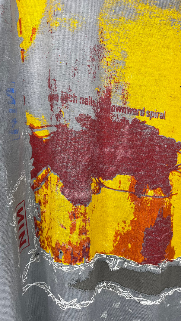 NINE INCH NAILS THE DOWNWARD SPIRAL WORLD TOUR 94’-95’ PARKING LOT TEE | RARE SPIRAL BACK HIT VARIANT | THRASHED FADER