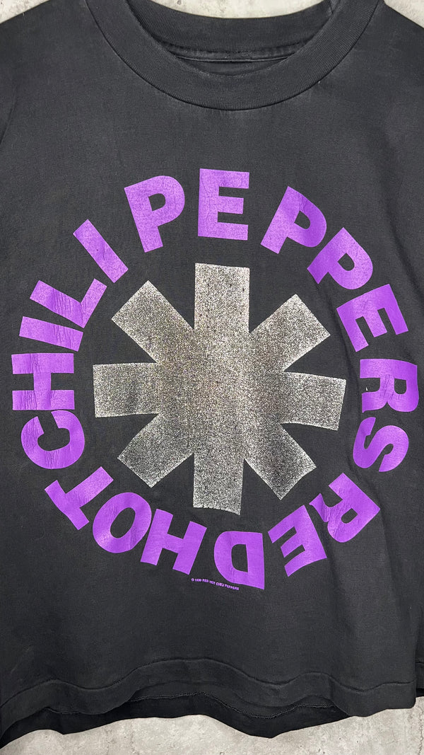 RED HOT CHILI PEPPERS EURO FALL TOUR 90’ LONGSLEEVE TEE | SILVER GLITTER LOGO TEE