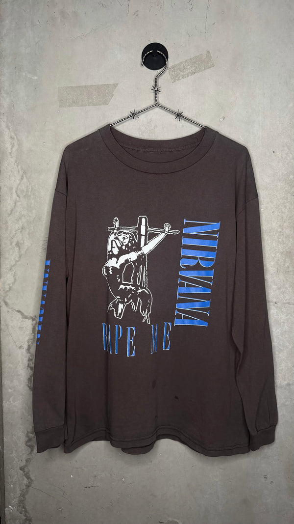 NIRVANA IN UTERO RAPE ME EURO BOOTLEG LONGSLEEVE TEE