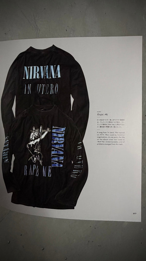 NIRVANA IN UTERO RAPE ME EURO BOOTLEG LONGSLEEVE TEE