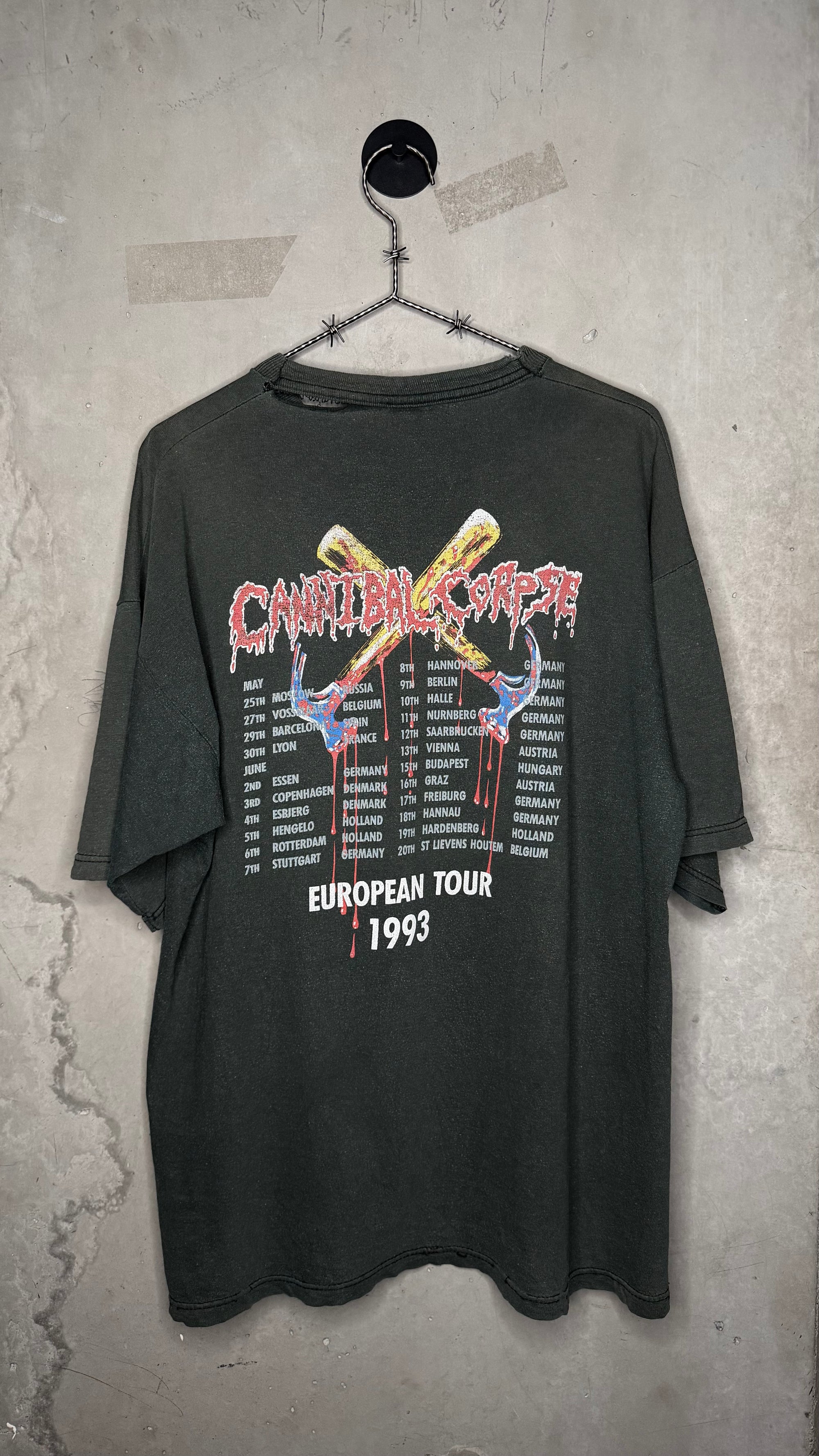 CANNIBAL CORPSE HAMMER SMASHED FACE FADED EURO TOUR TEE