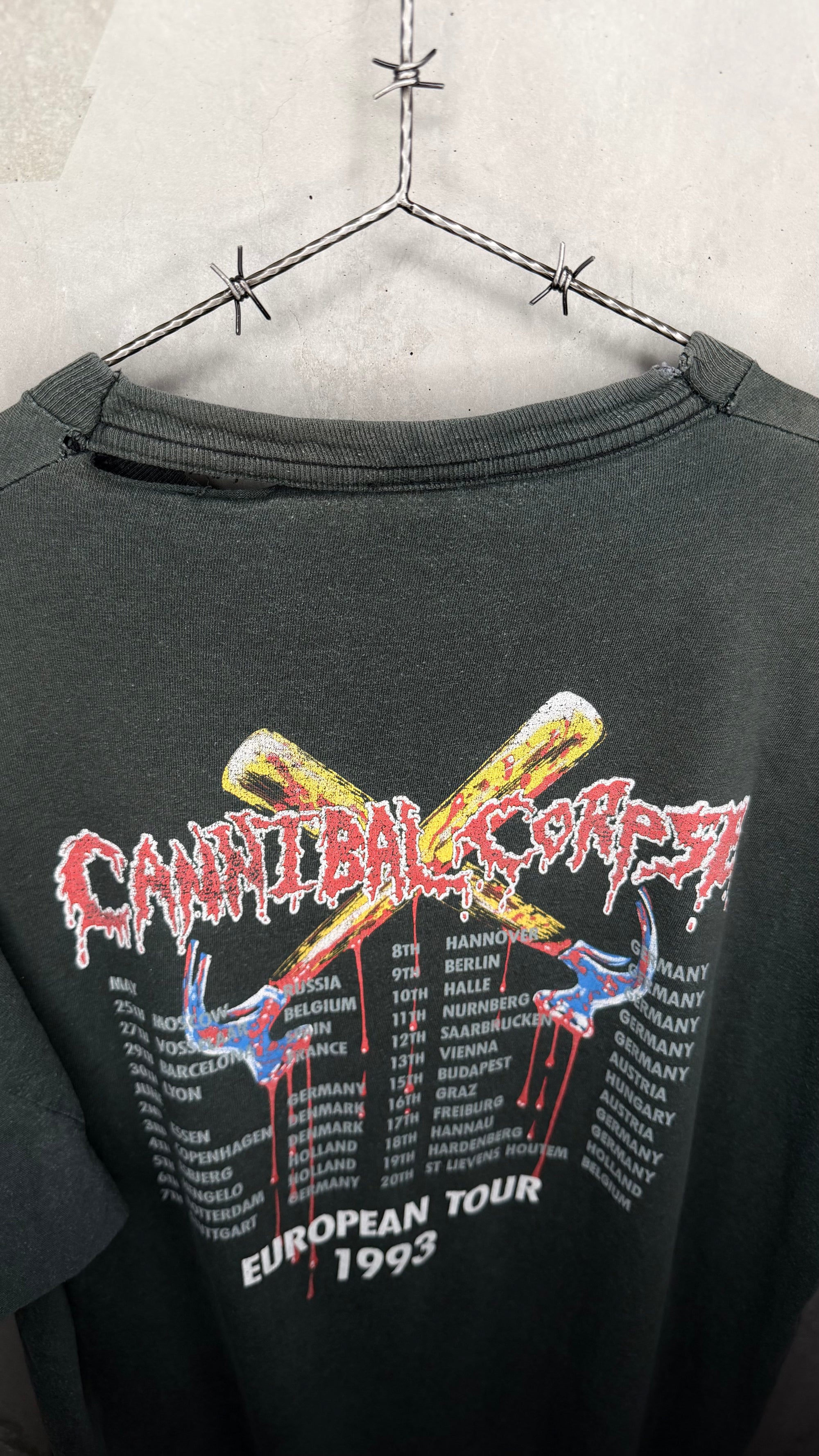 CANNIBAL CORPSE HAMMER SMASHED FACE FADED EURO TOUR TEE